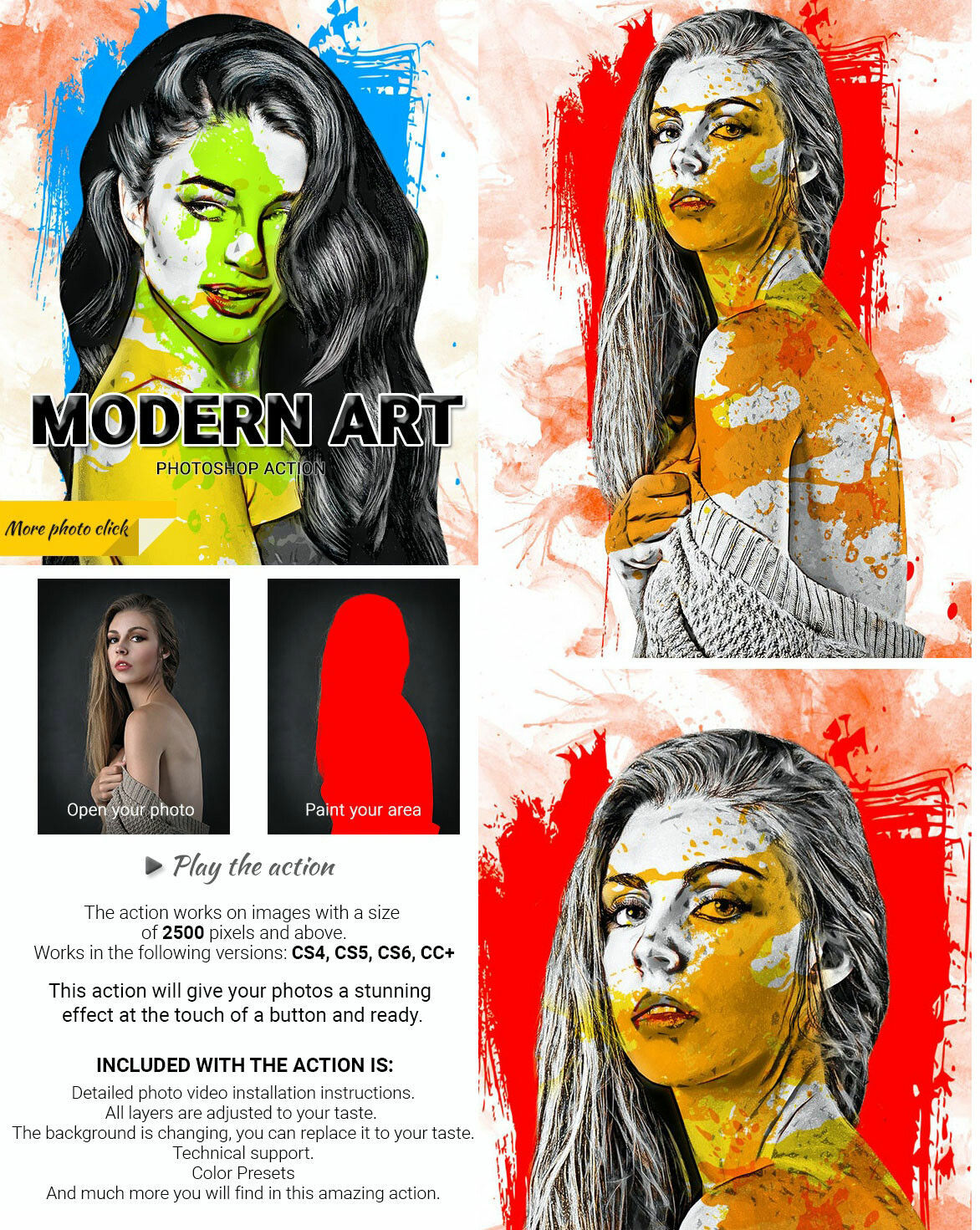 modern art photoshop action effect