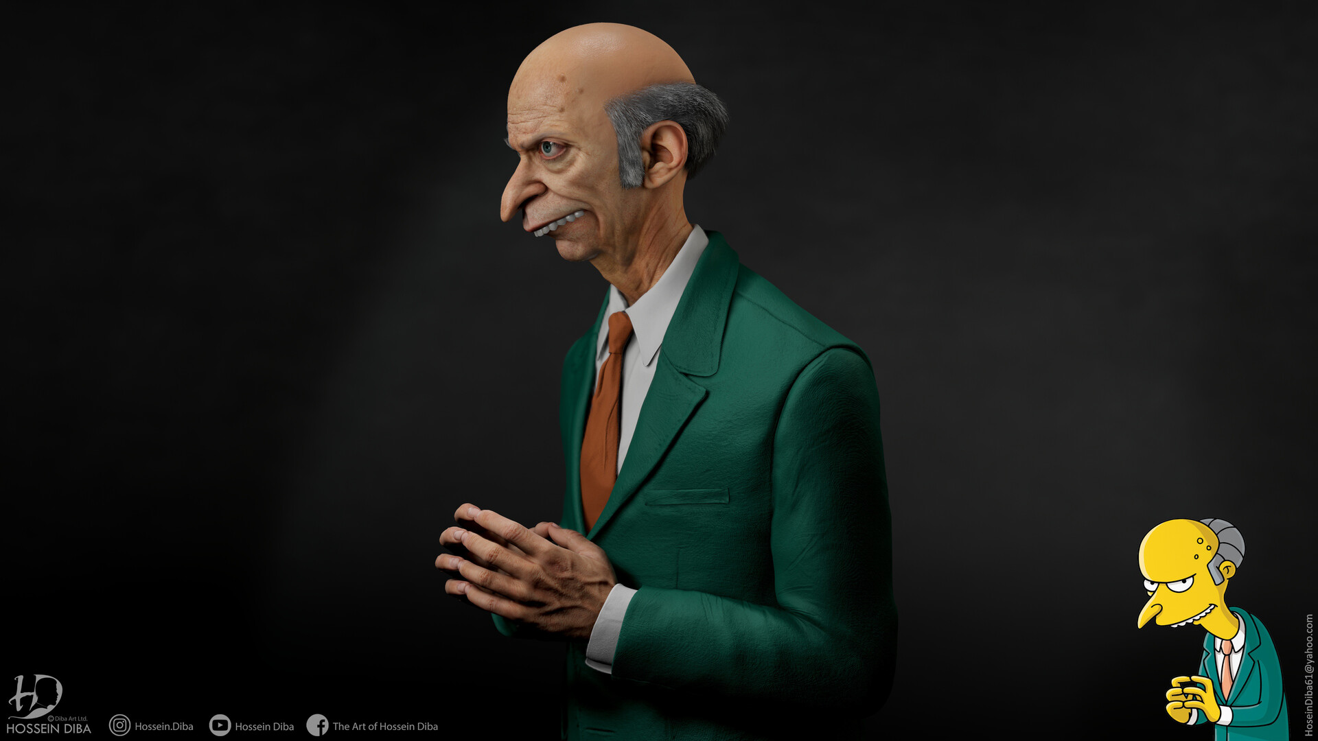 artstation 3d model of mr burns real