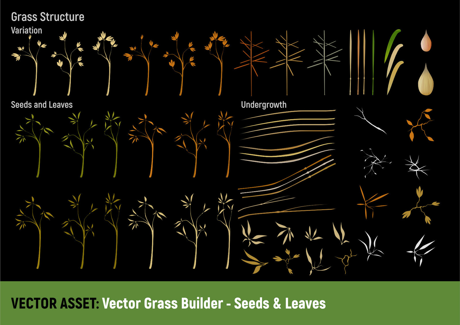 Vector Grass Builder:Seeds and Leaves