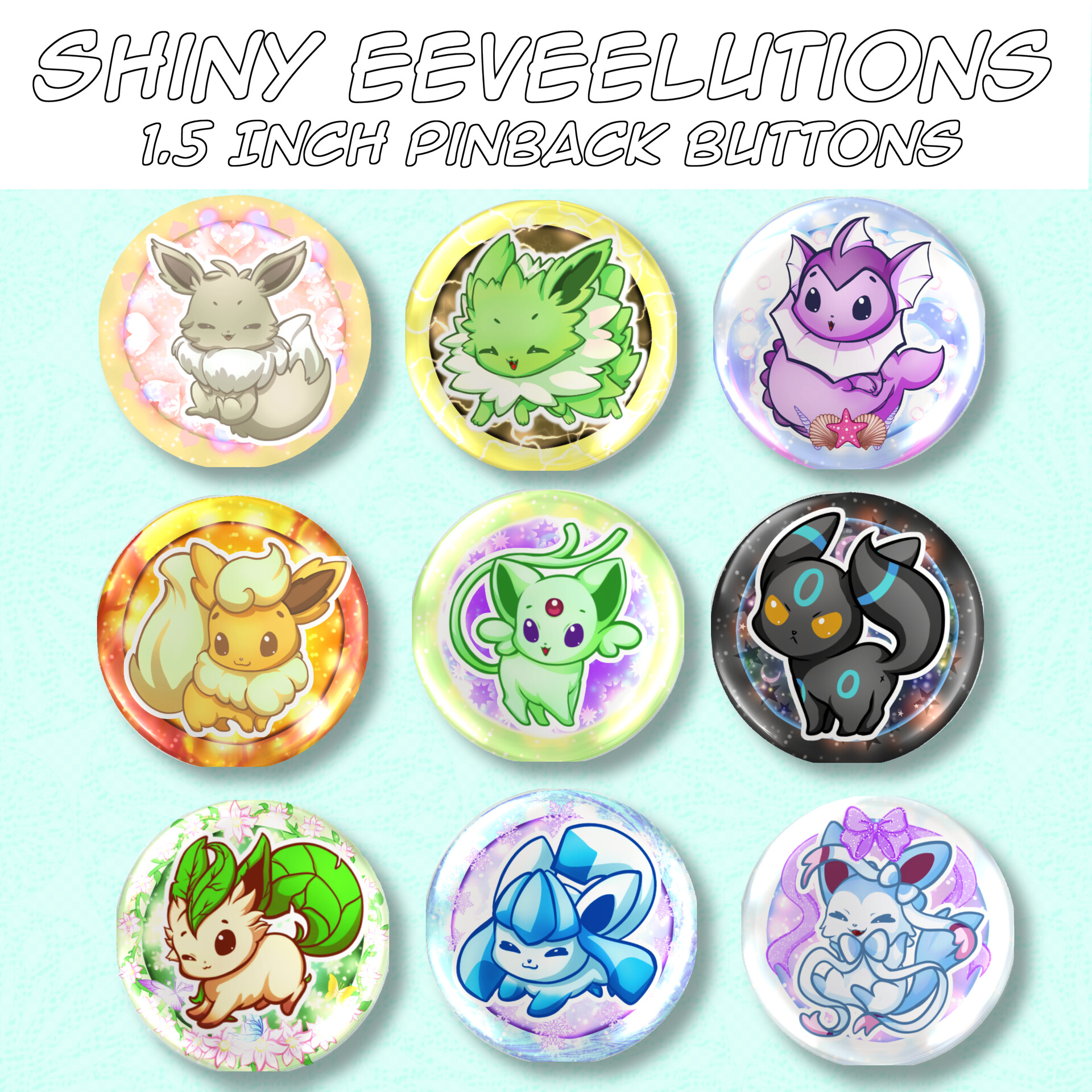 Ditto Eeveelution Buttons Pokemon Kawaii Pin Back Buttons 