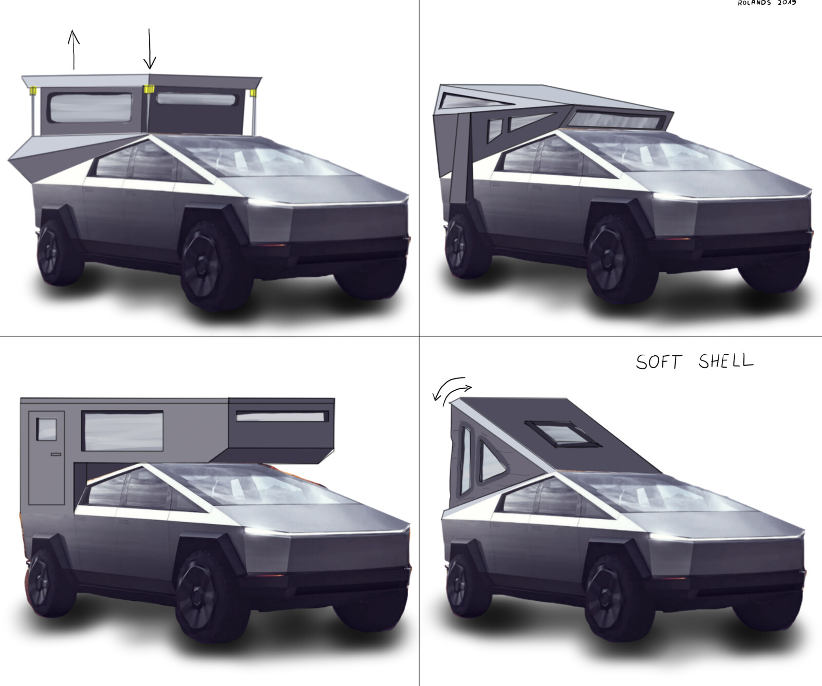 Rolands Auders Auderins Tesla Cybertruck Camper Concepts While musk did not mention the camper configuration during the initial cybertruck presentation, tesla has added the picture to its website along with the following caption. tesla cybertruck camper concepts