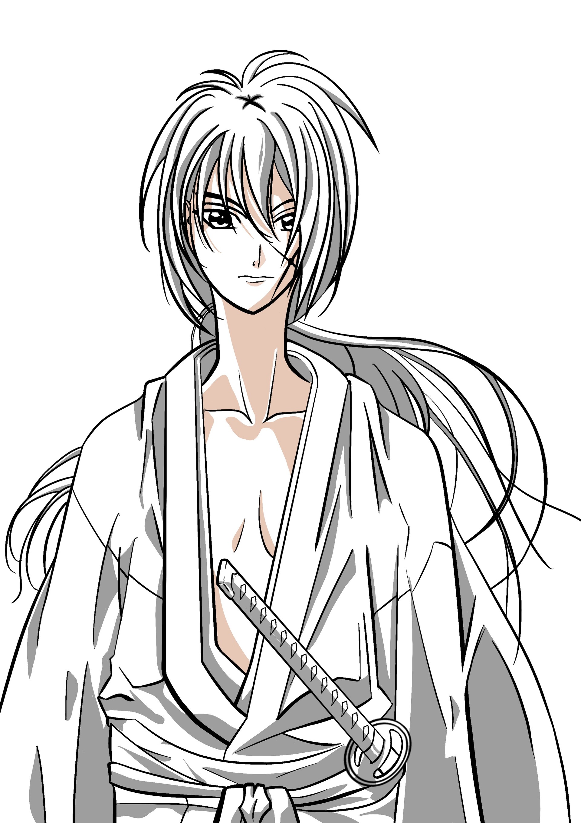 himura kenshin (rurouni kenshin) drawn by mame_moyashi