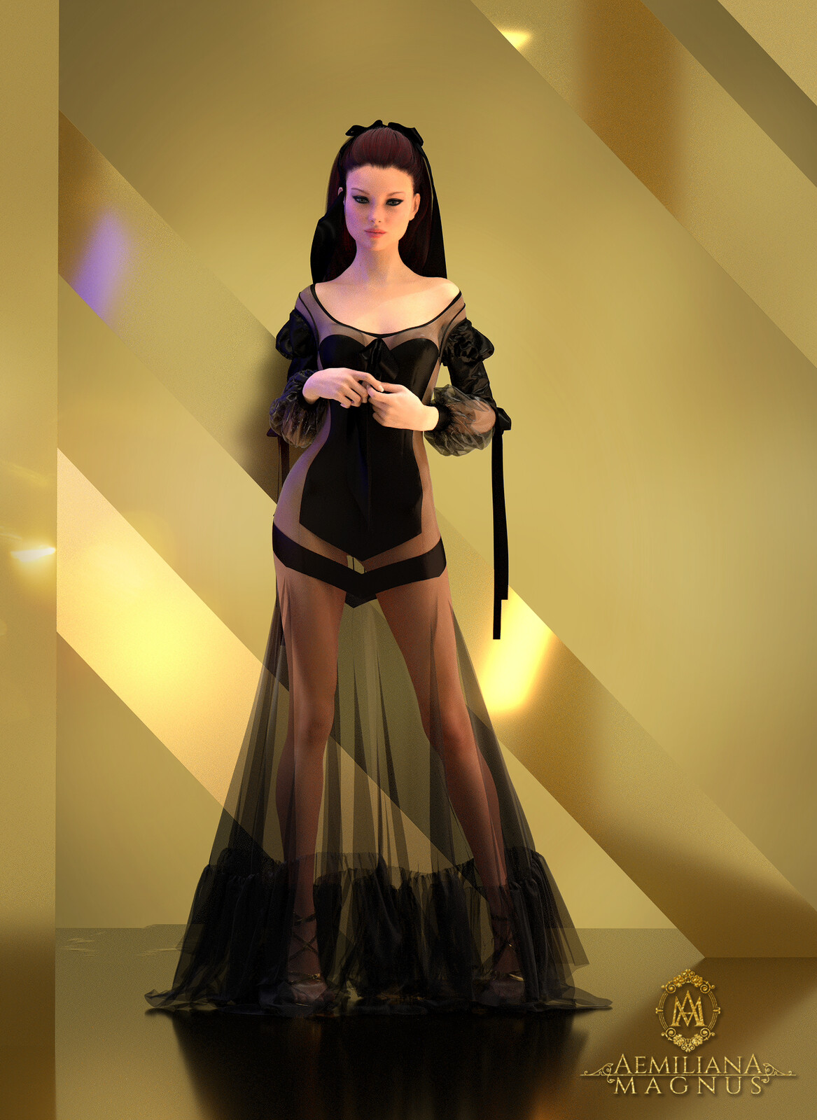 Black Luxury Couture Dress Concept Design by Aemiliana Magnus
