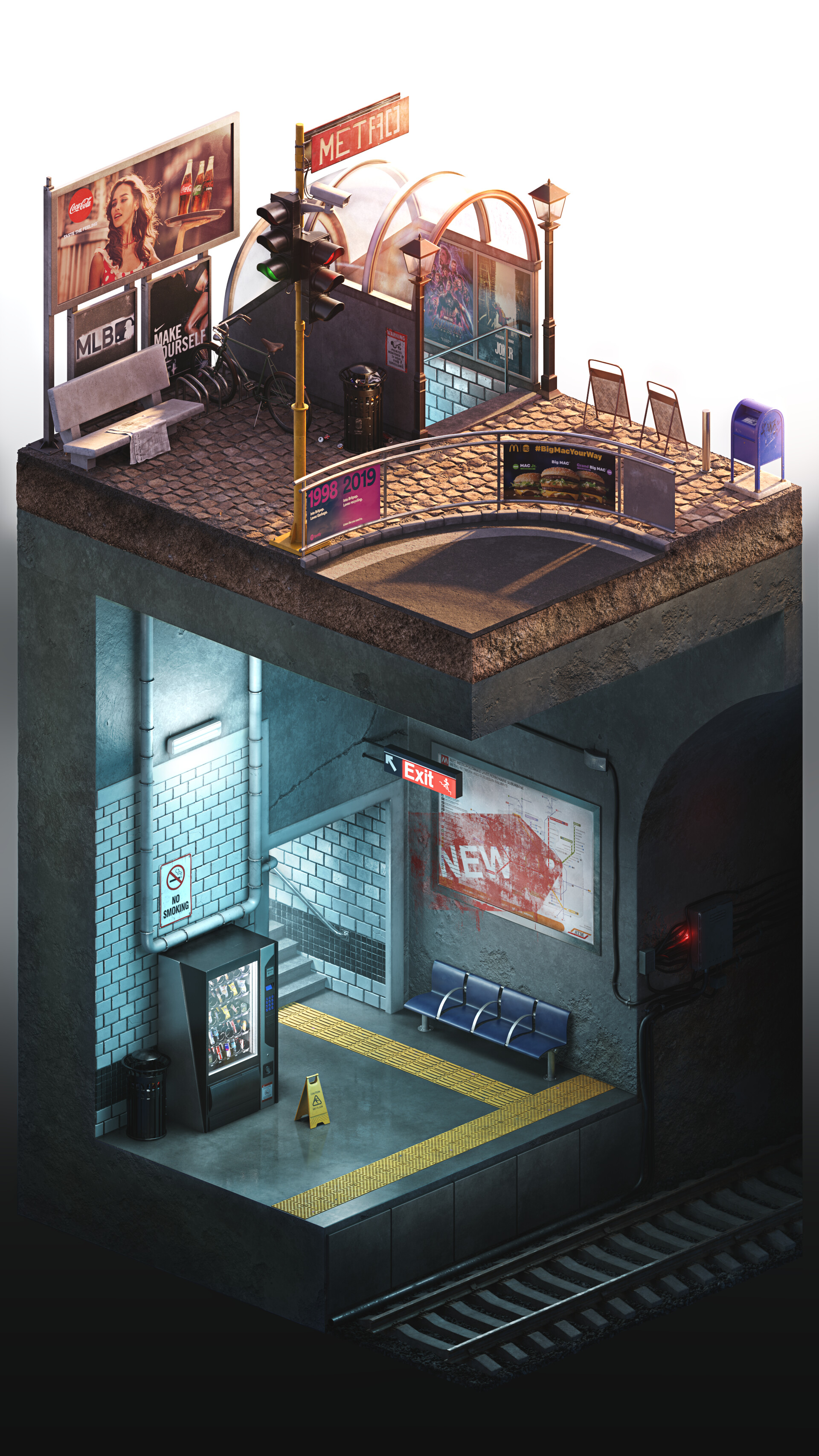 Underground tube station diorama, Completion of the station…