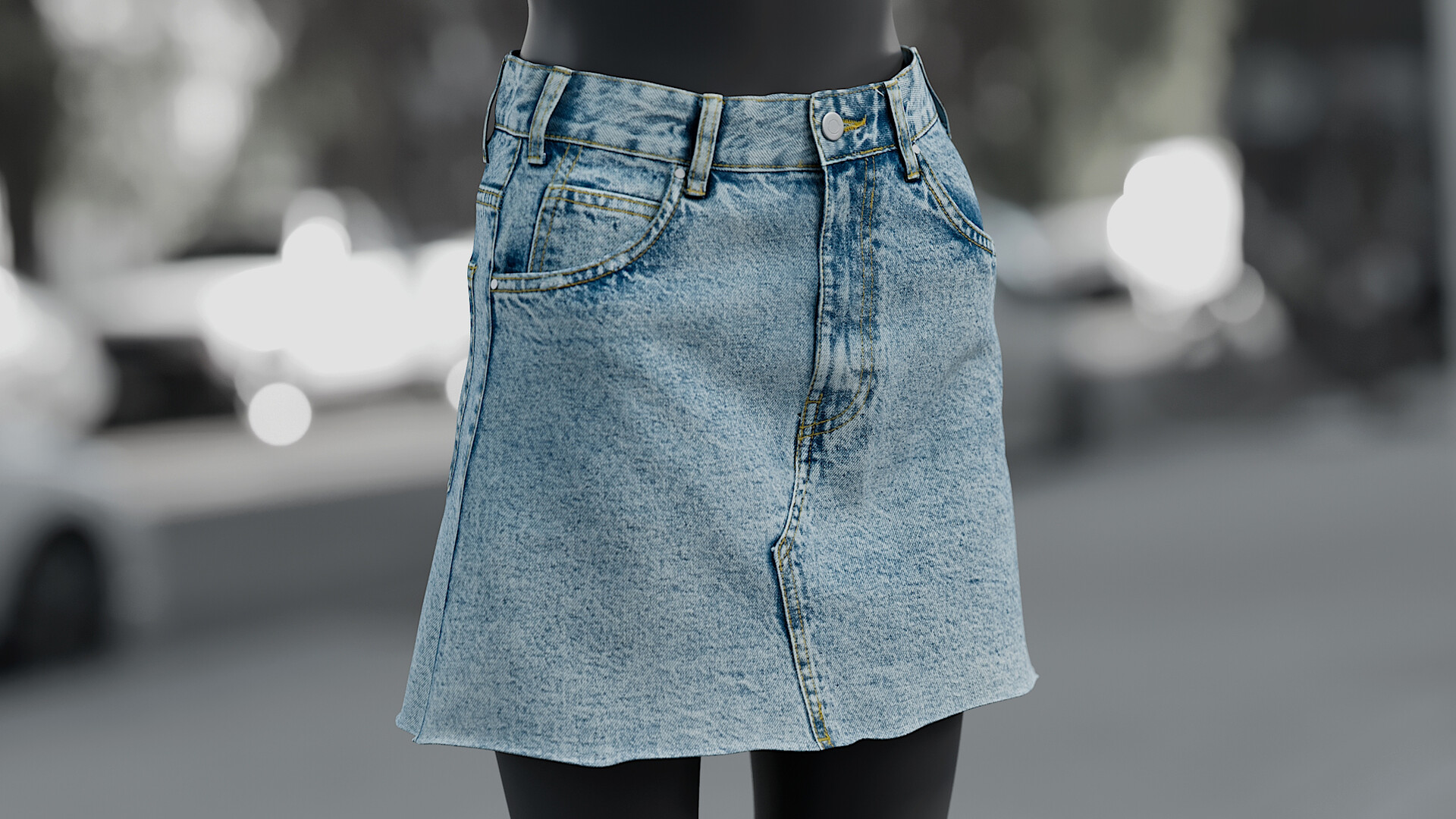 Blue denim skirt 3d sales