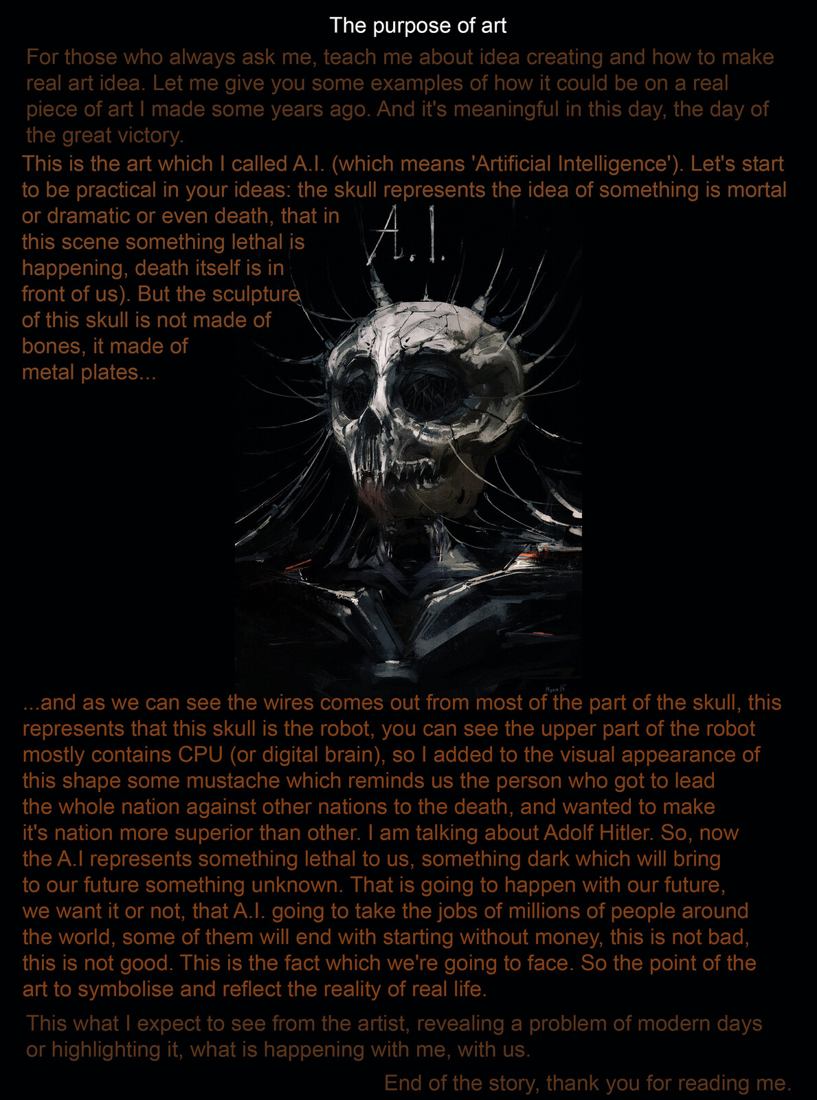 A few words about 'The Purpose of Art'