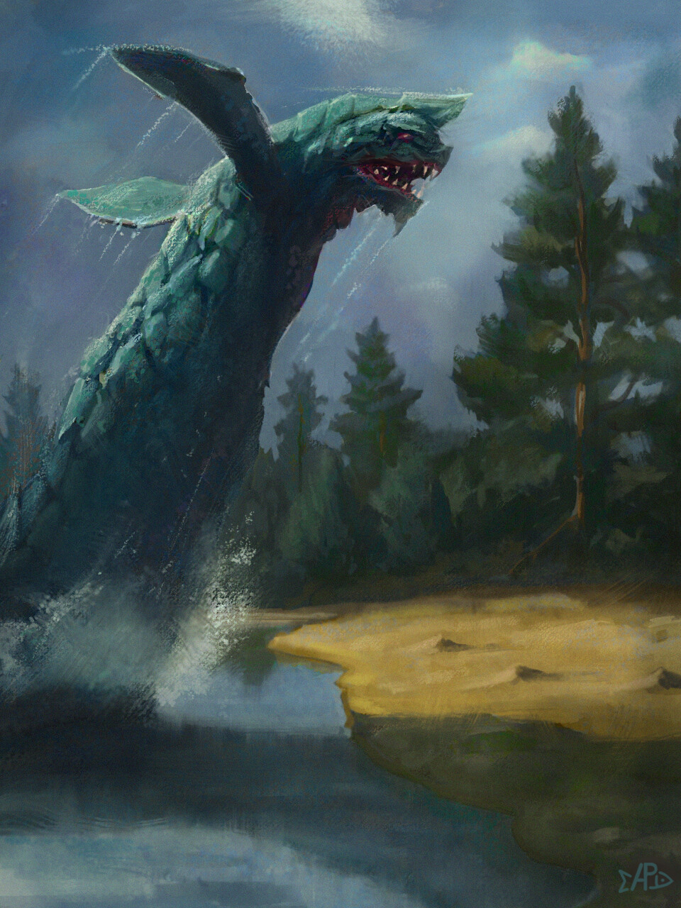 Lake Dragon by Sanya Shukin r/ImaginaryLeviathans