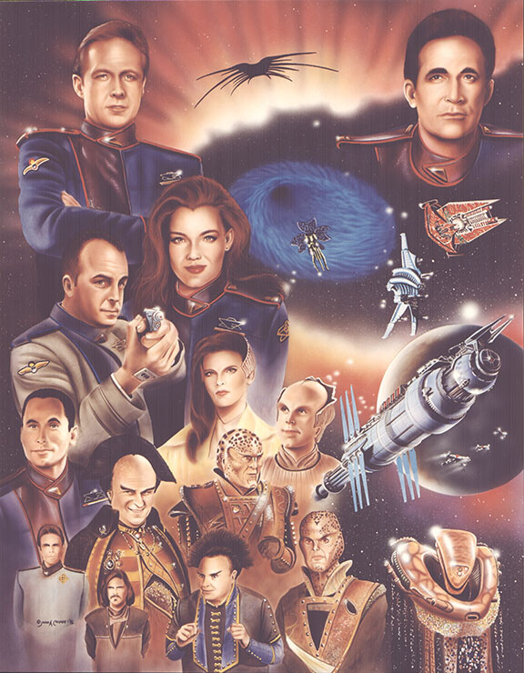 A Babylon 5 collage of characters