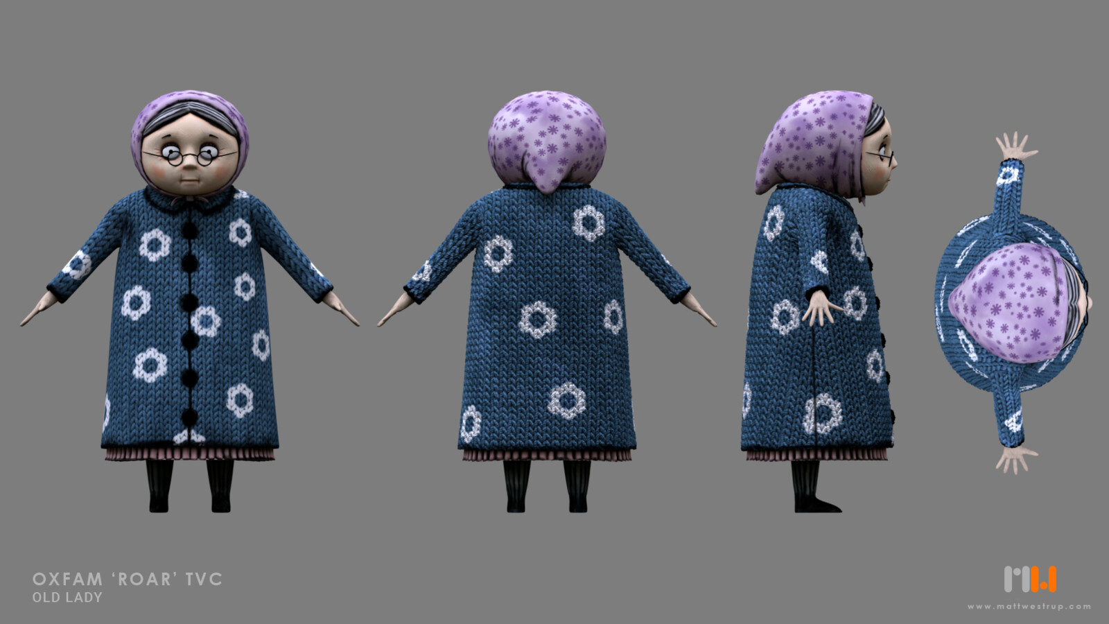 Role: 'Old Lady' modelling (inc. blend shapes). 'Old Lady' texturing.