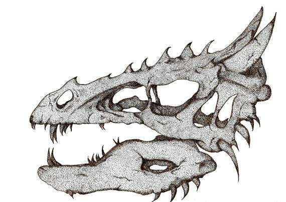 Artstation Dragon Skull Joshua Amoranto,Line Art Cosmos Flower Drawing