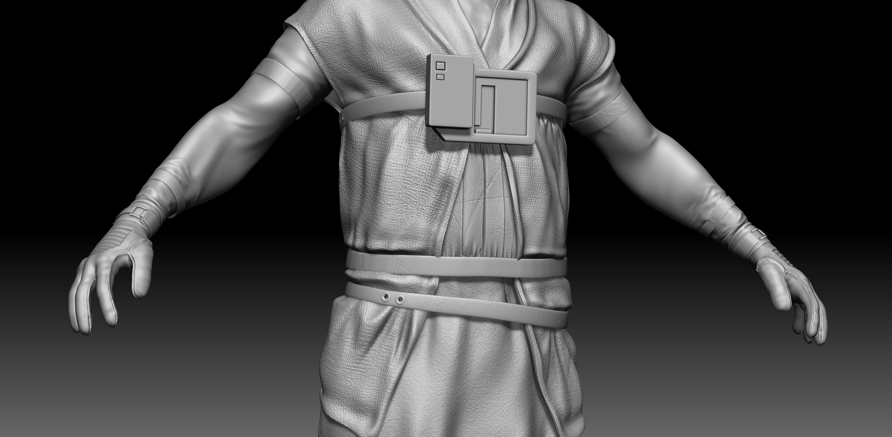 Close up of the high poly model