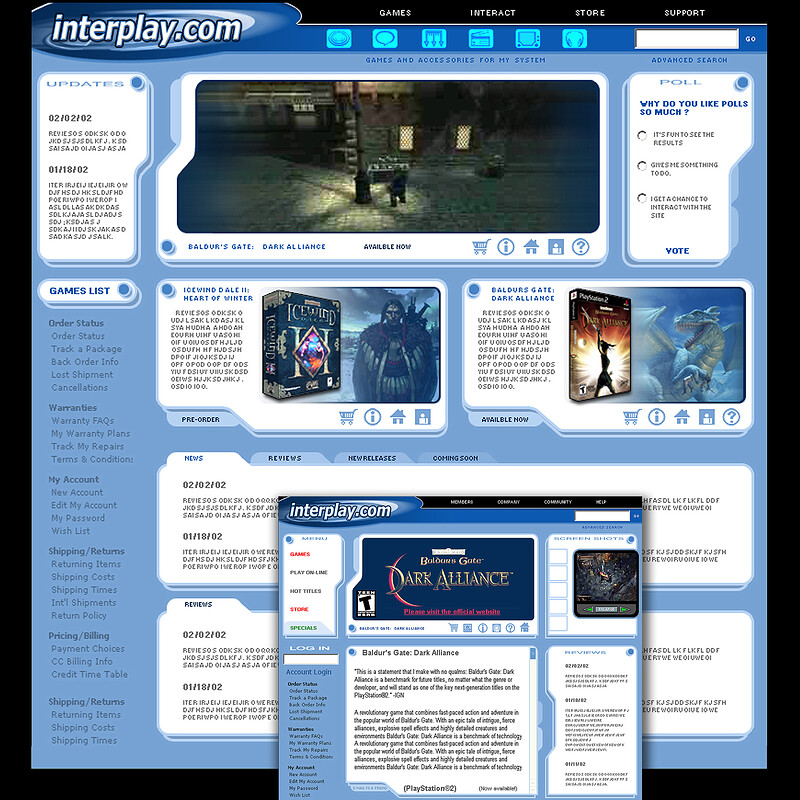 Interplay Entertainment Gaming websites 2000 - 2004