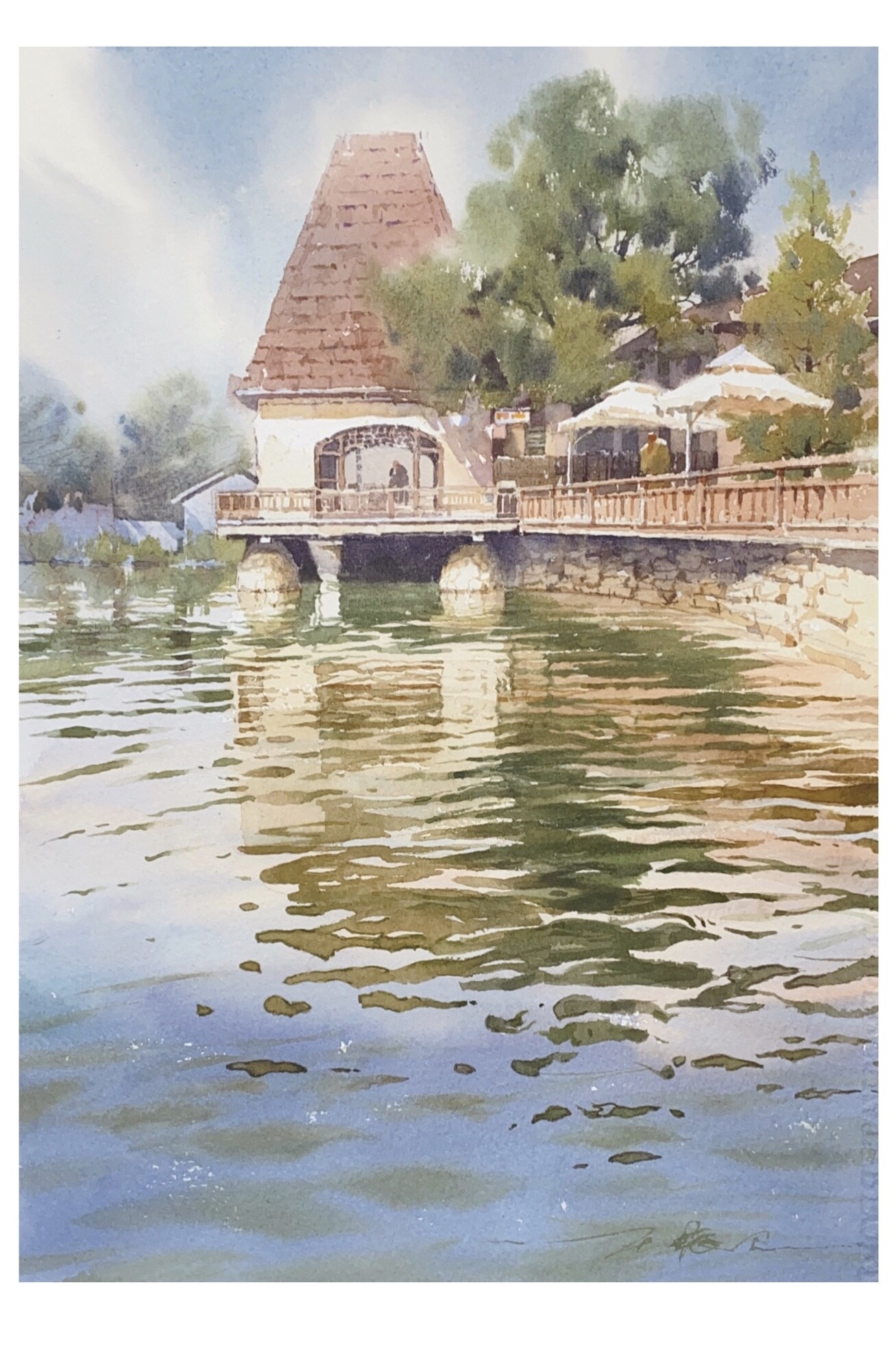 Wang Wei 水彩作品 夏之语 36x25cm
