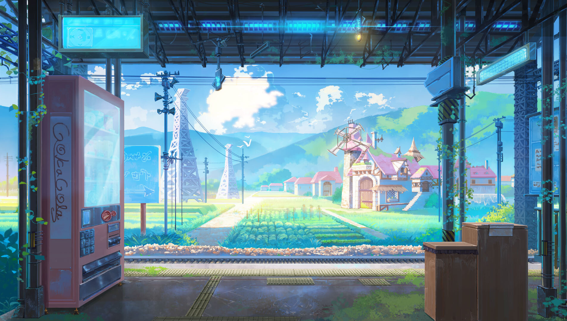 train station, anime, makoto shinKai, Kyoto animation | Midjourney | OpenArt