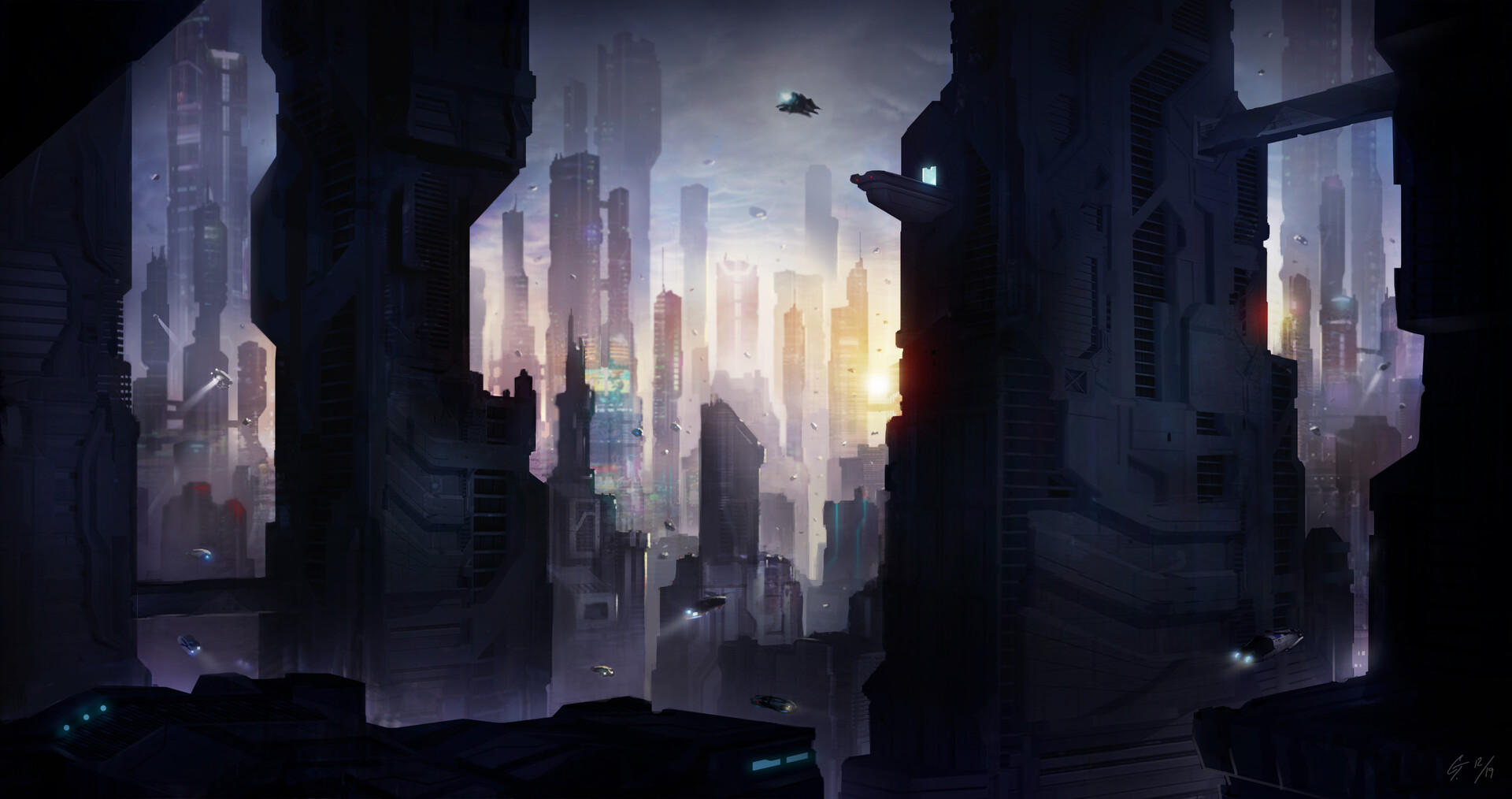 Gerrin Tramis Cyberpunk Cityscape