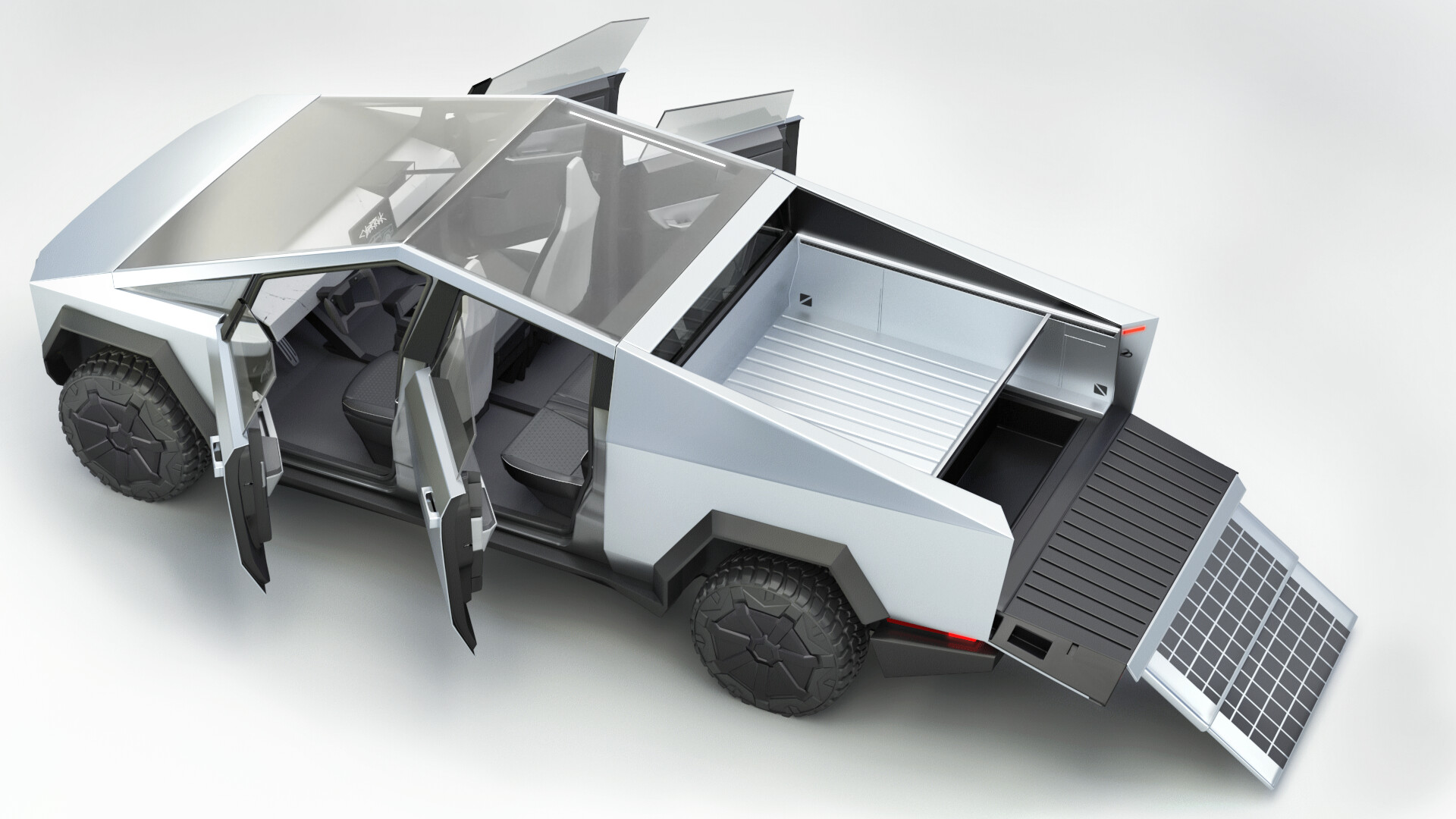 Maxim Shapovalov Cybertruck With Camper 'so i'm liking something a bit larger, like this insert camper that you can add to the vault of the cybertruck,' says the designer. maxim shapovalov cybertruck with camper