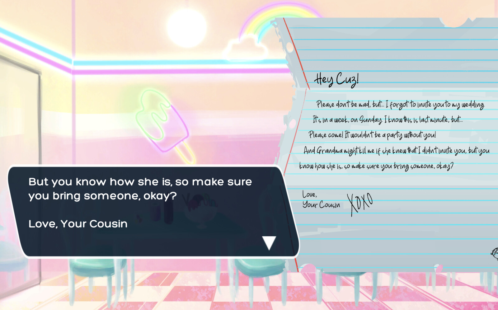 A raggedy letter asset I helped create to convey a certain element of the story