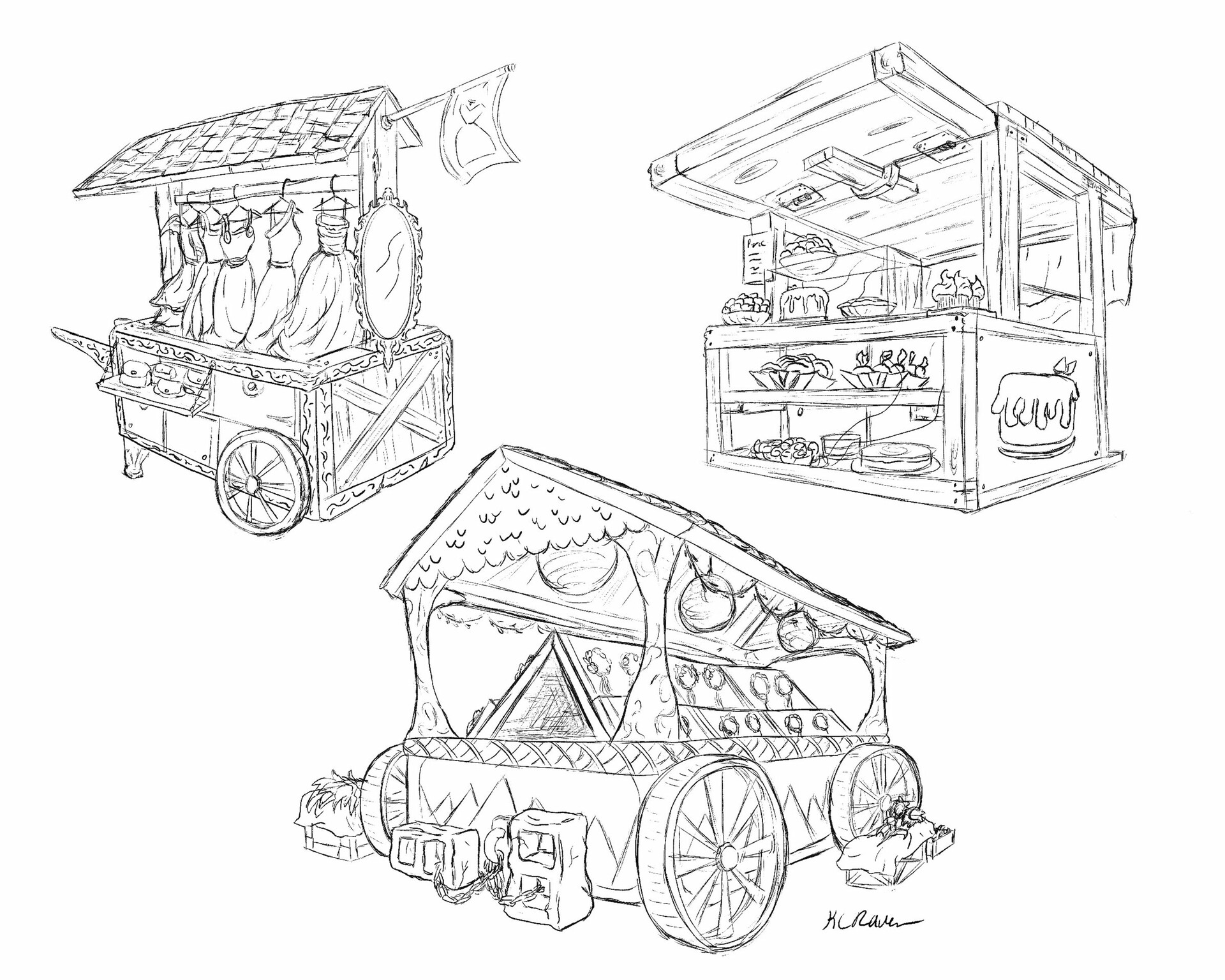 ArtStation Market Stand Sketches