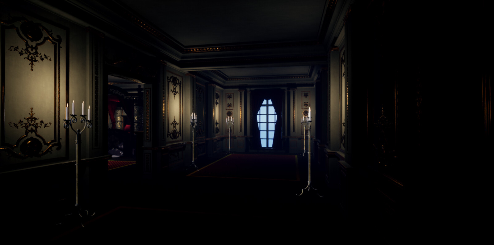 Here's the hallway lit with a bunch of candles. Hope you brought plenty of water arrows!