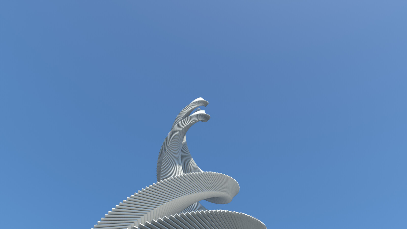 Procedurally-generated spiral towers - worm's eye view