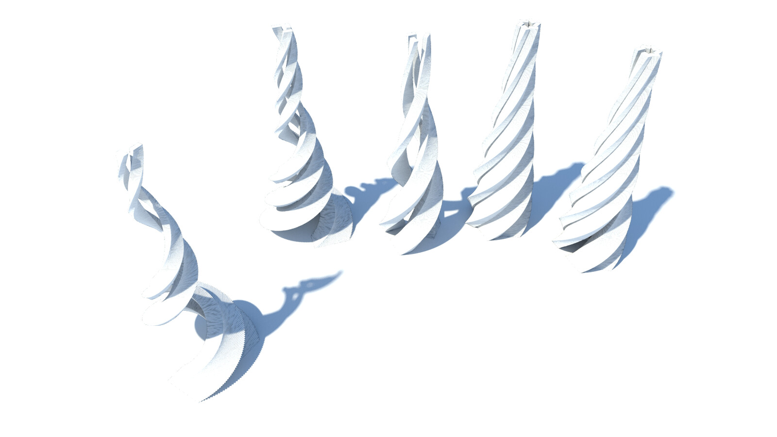 Procedurally-generated spiral towers - bird's eye view