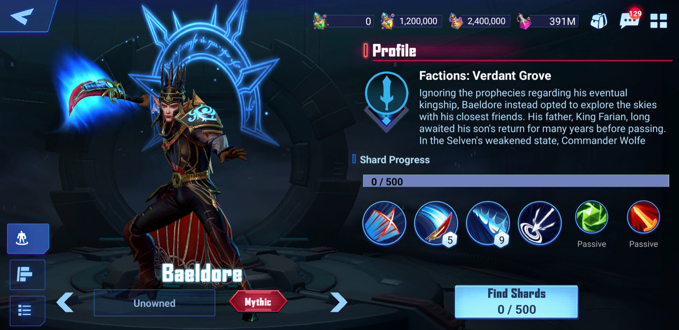 Baeldore's blade in-game character profile shot