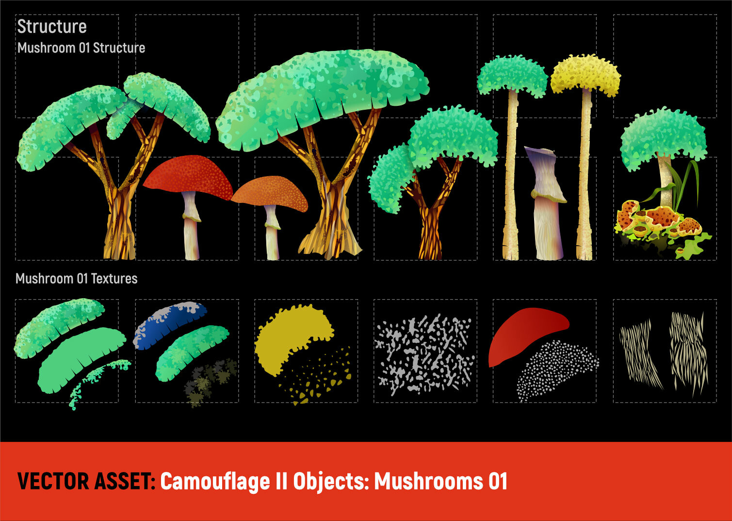 Vector Assets: Camouflage 2
Mushrooms 01