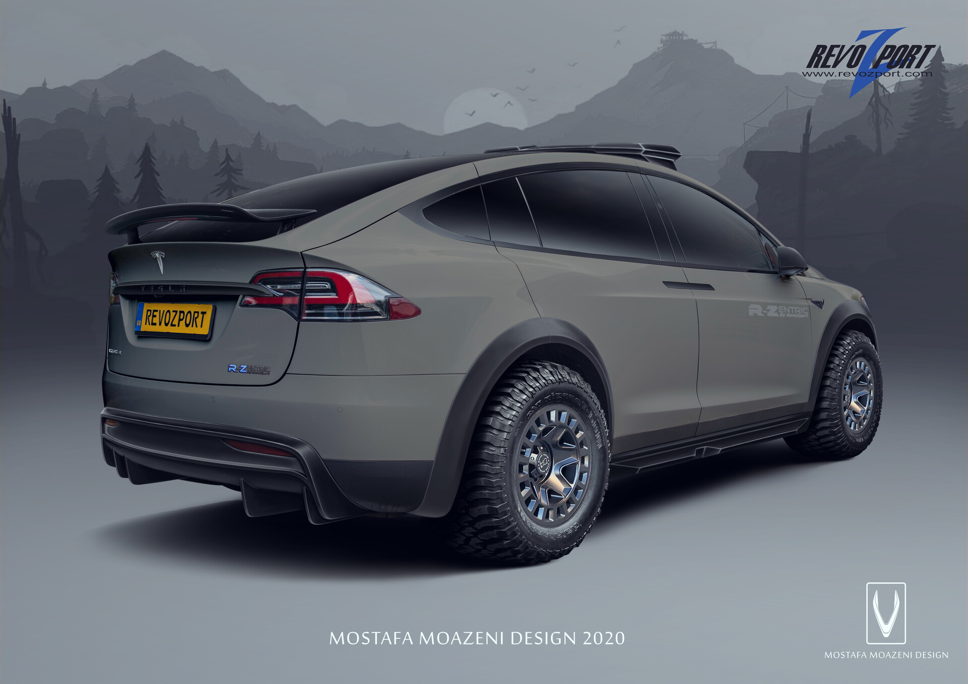 Mostafa Moazeni Design Tesla model X 2020 Revozport Offroad body kit