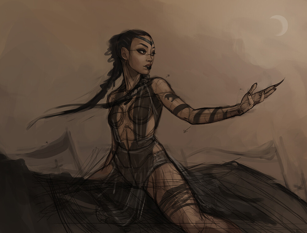 Hair and banners go woooosh in the wind! But the palette is rather dull.