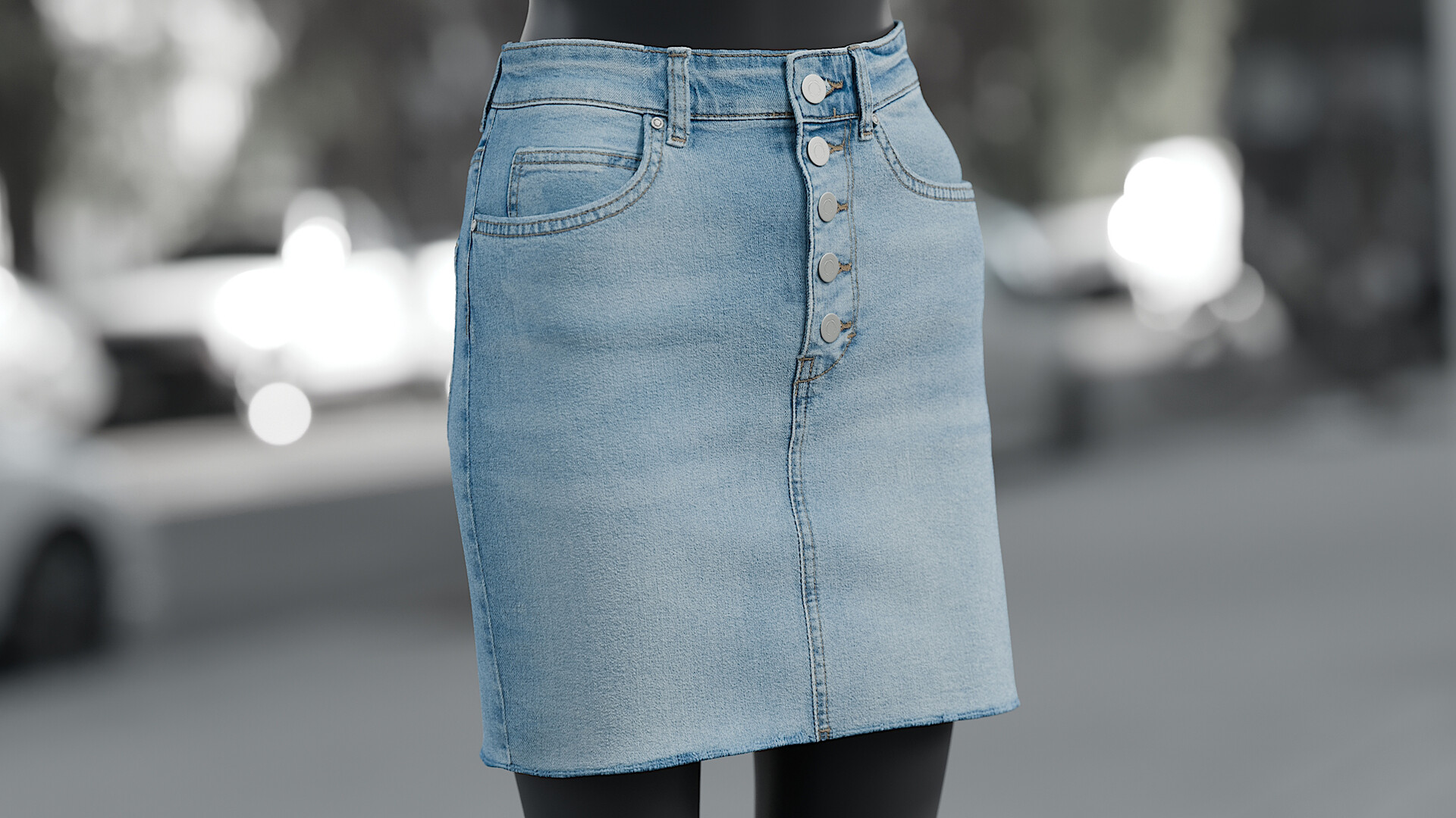 Long denim hot sale skirt 3d