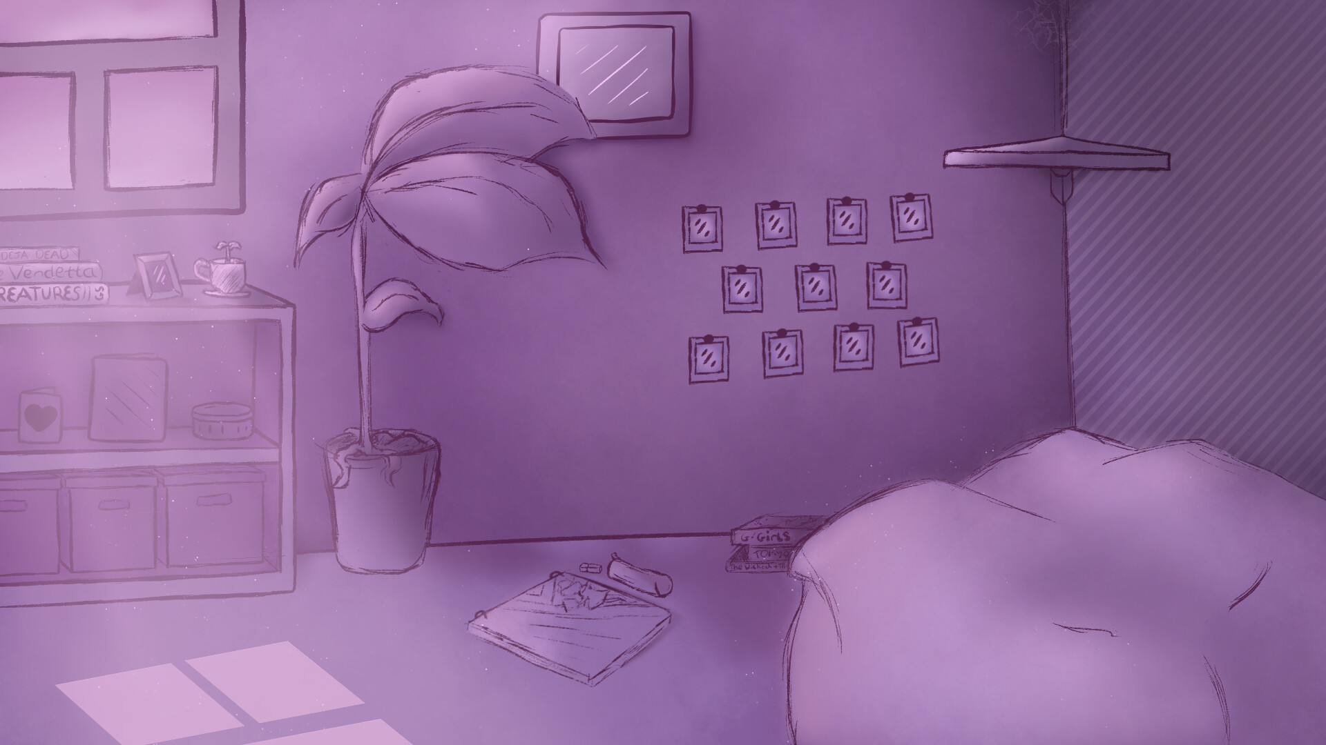 ArtStation - Purple Bedroom Background