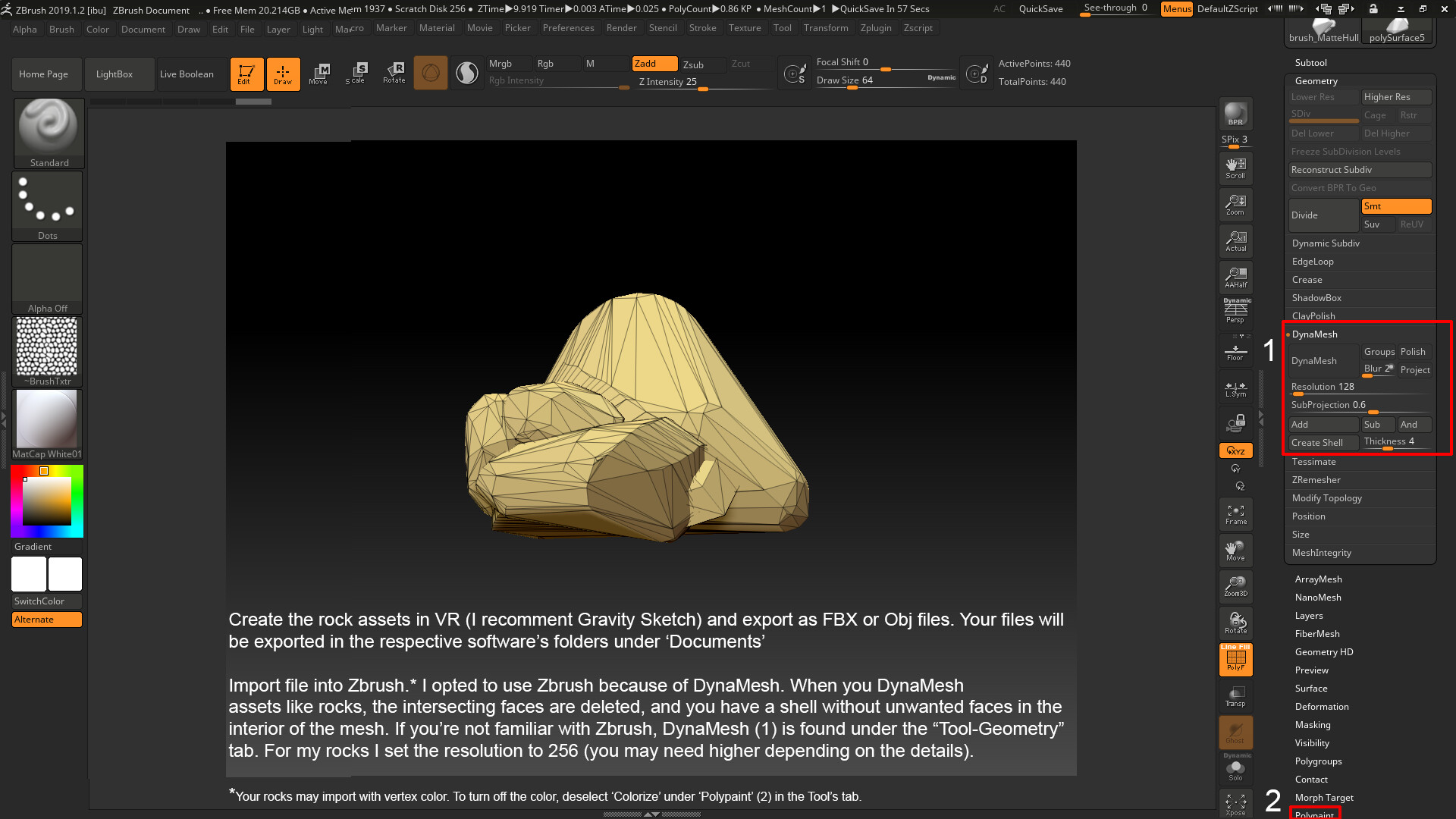 ArtStation Optimizing Low Poly VR Rocks for Game Workflows
