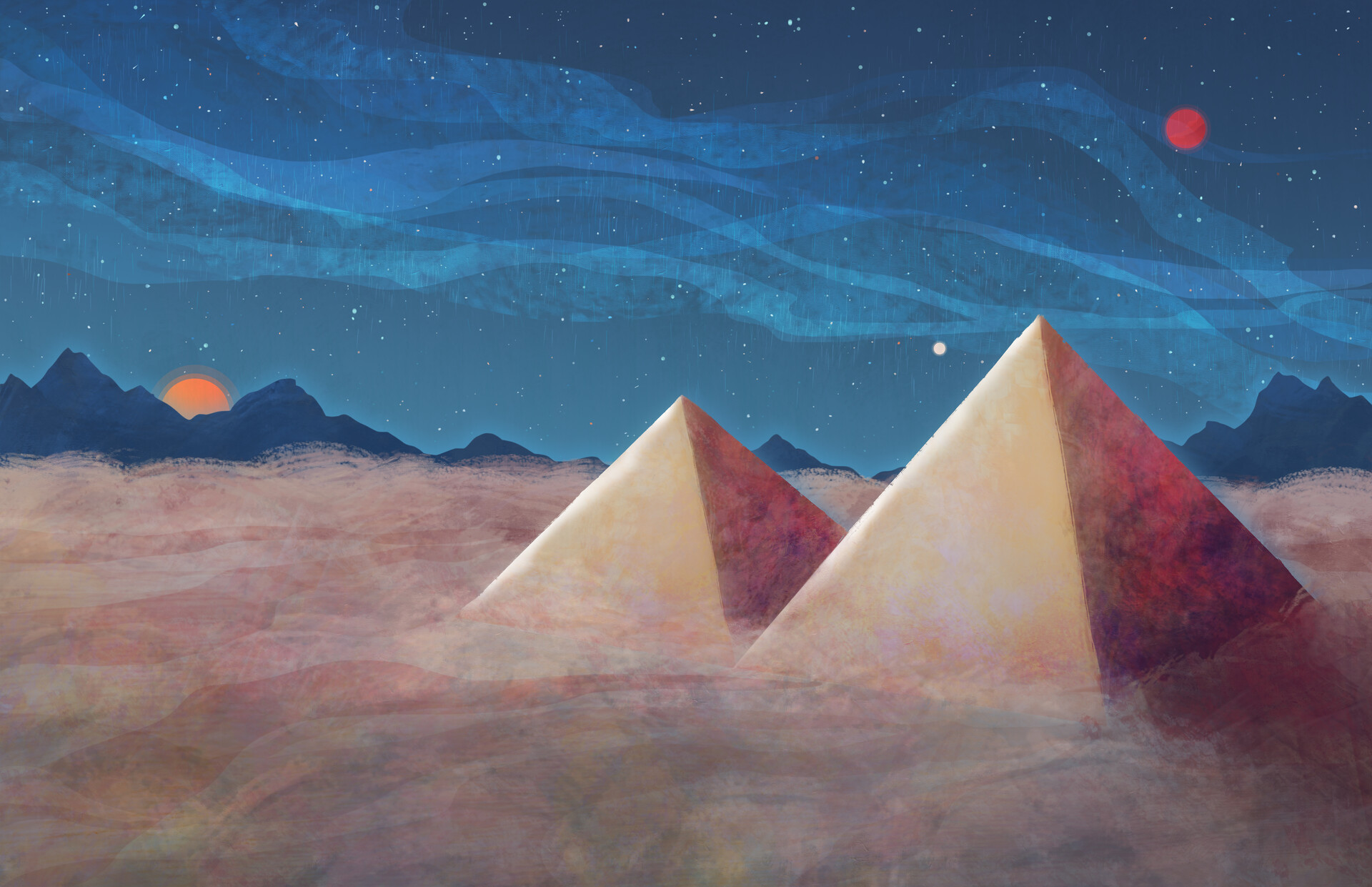 ArtStation - A cold night in the desert
