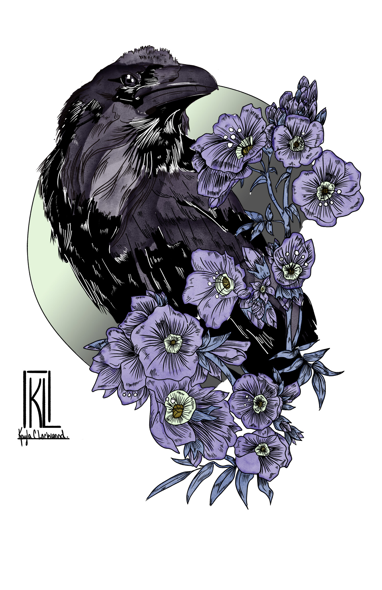 ArtStation Raven with Flowers