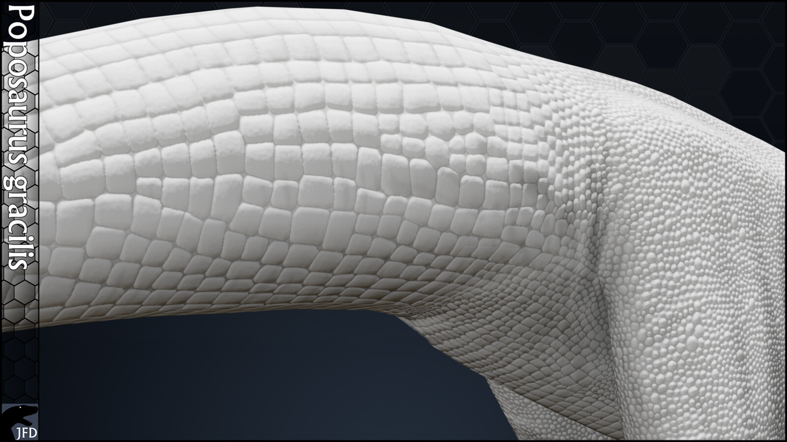 Poposaurus gracilis tail base and thigh normal map render.