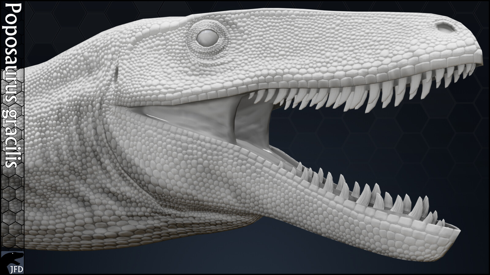 Poposaurus gracilis head normal map render.