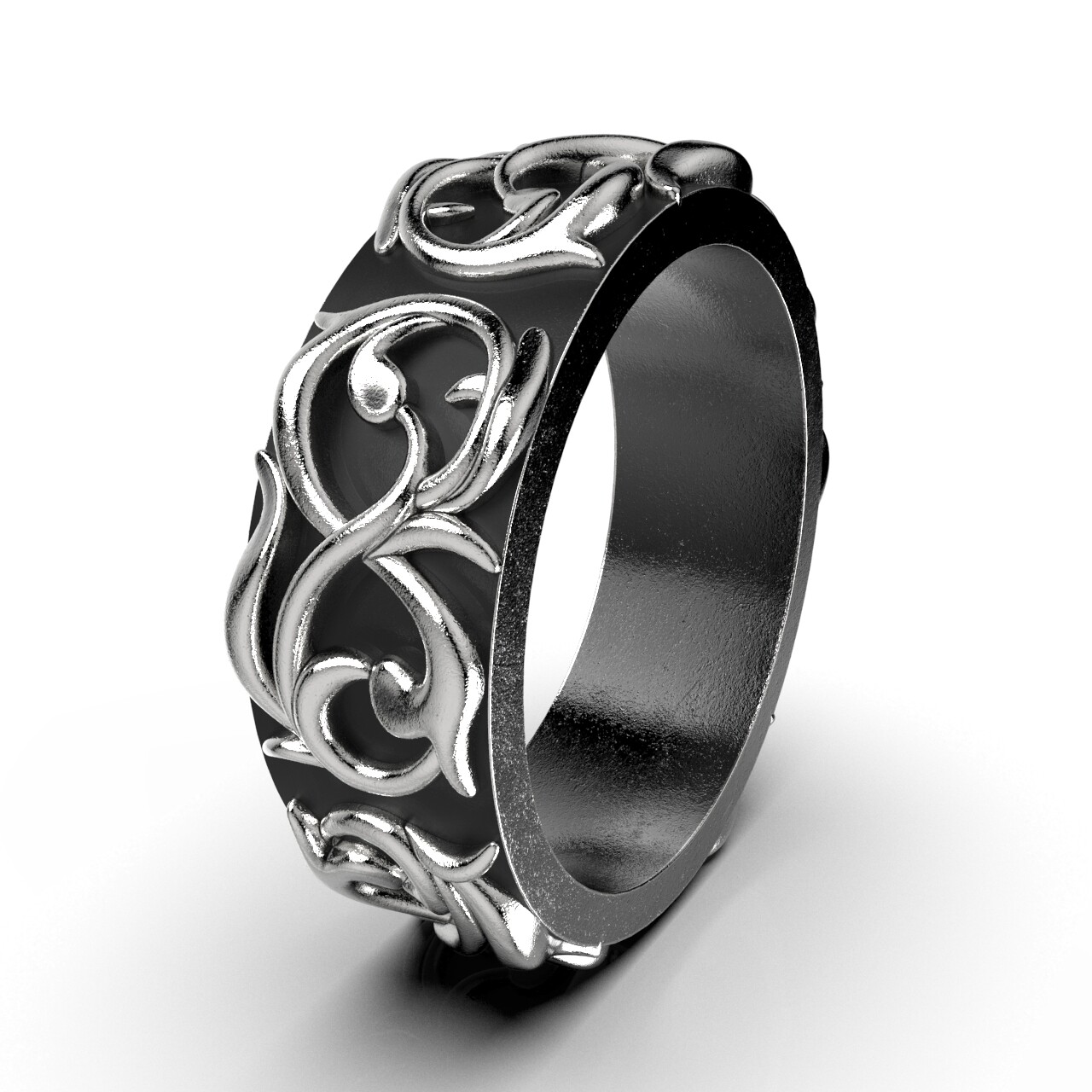 Artstation Pattern Ring Band Gothic Badass Bikers Men Ring Model