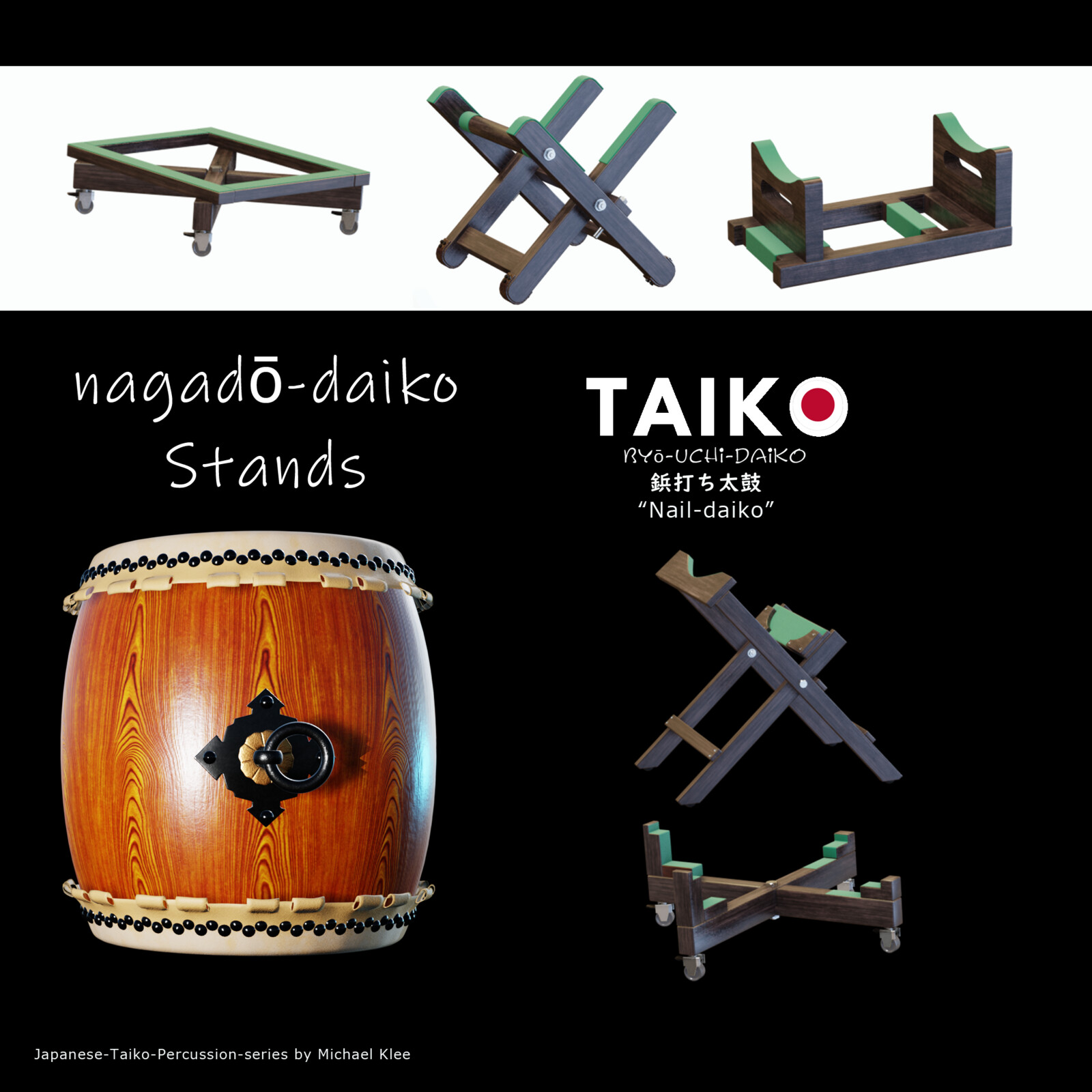 Nagado daiko stands