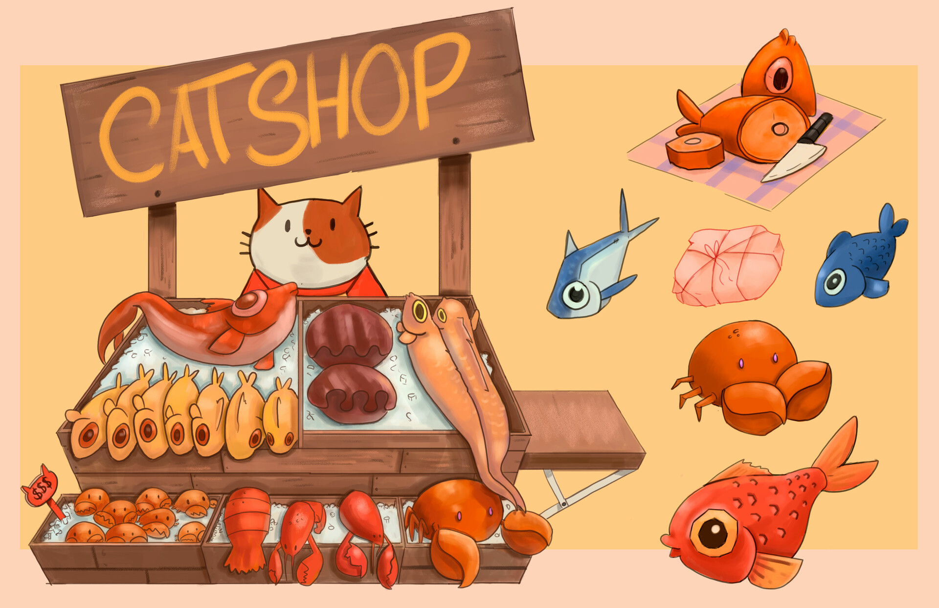 ArtStation The cat shop concept art