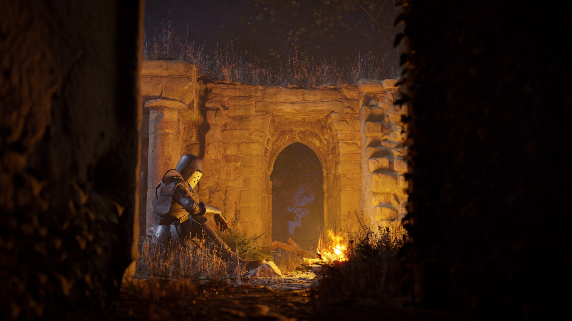 ArtStation Knight at Campfire