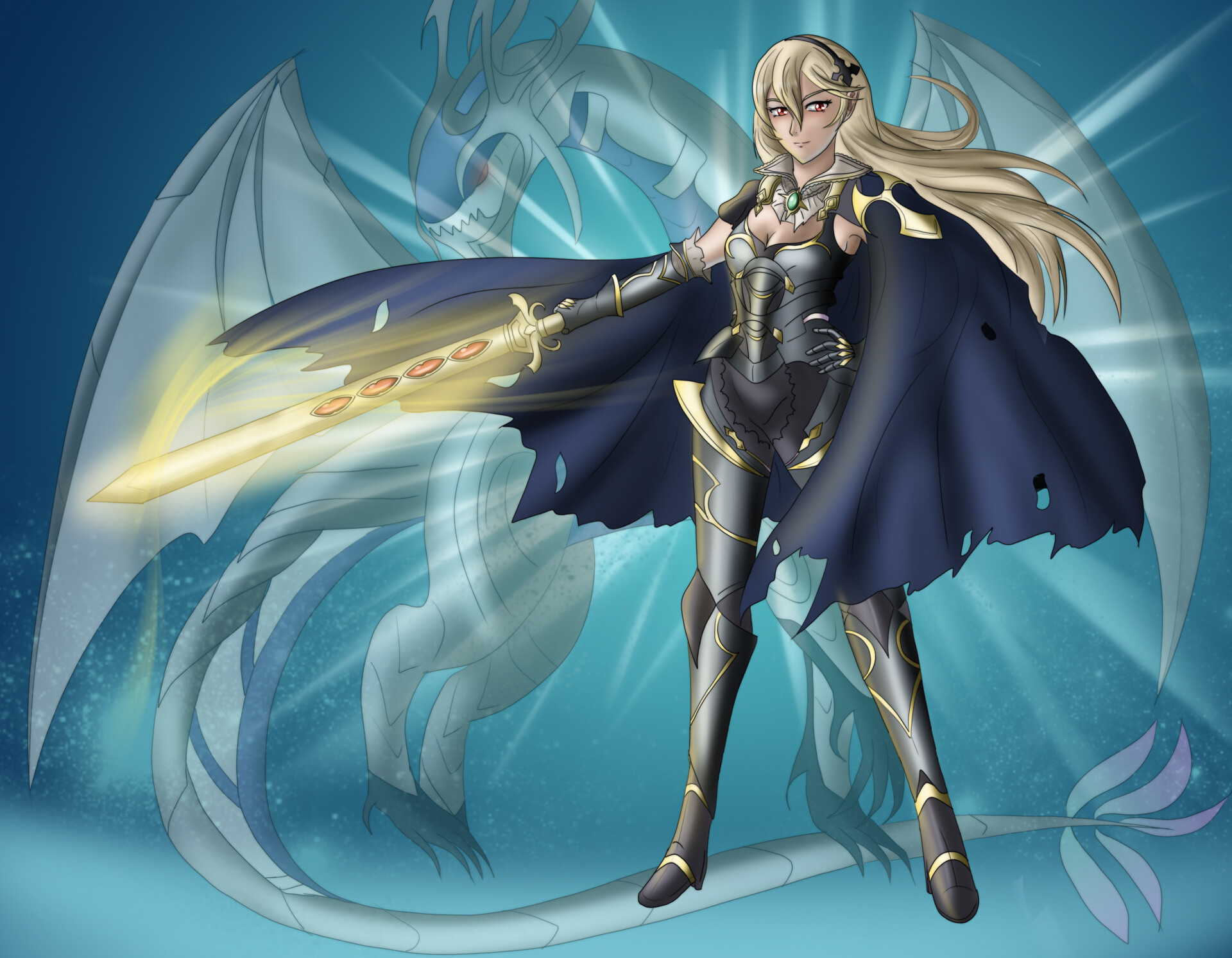 Artstation Legendary Hero Corrin Child Of Dusk Nohr Outfit Miyako Hikari Norh siblings in the background. artstation legendary hero corrin