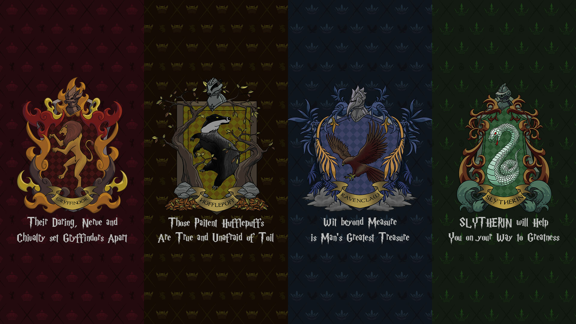 Ryan Tan - Hogwarts House Emblem Design, image size:1920x1080