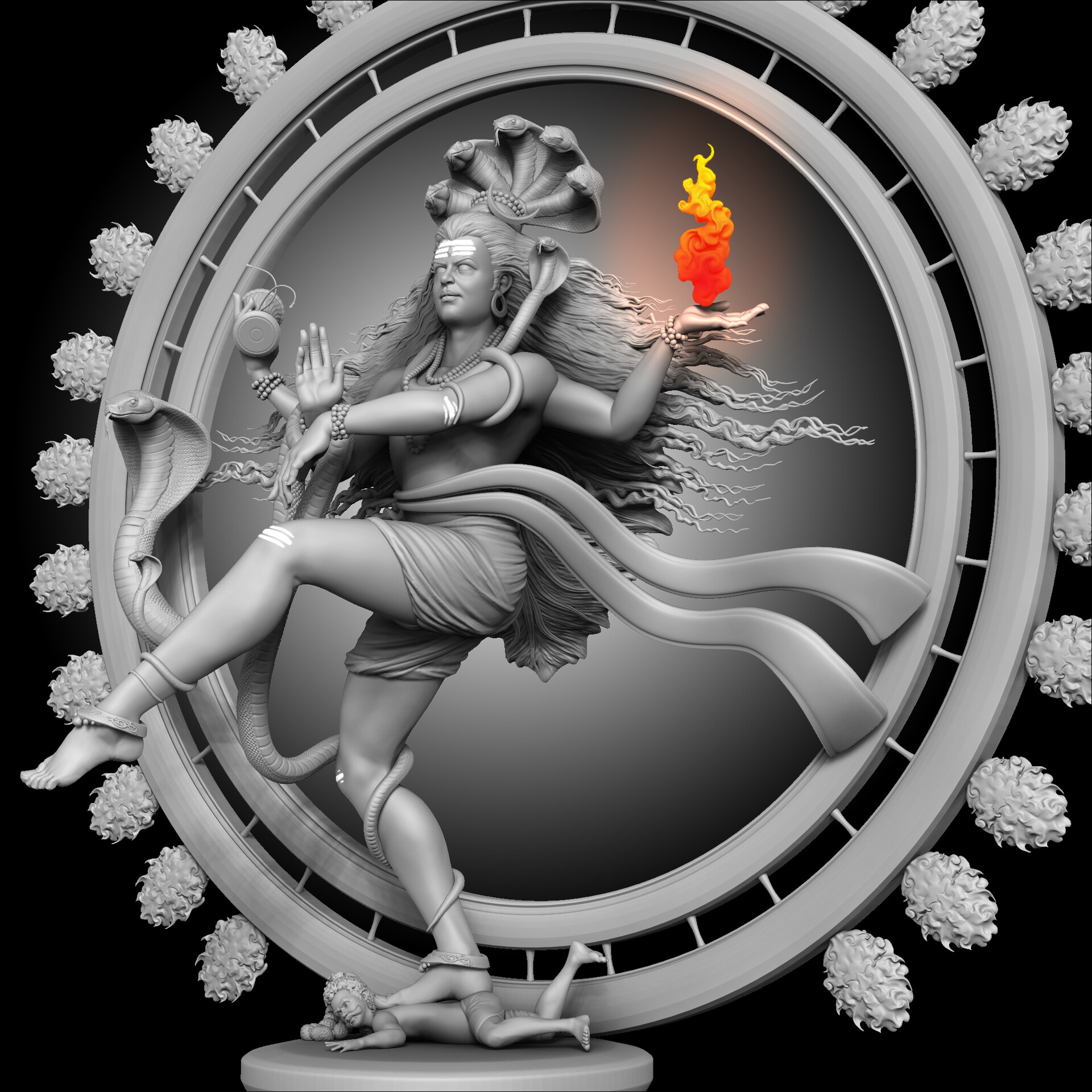 ArtStation - I tried sculpting Lord Shiva in his Nataraja form and the  Asura Apasmara trampled beneath his foot.