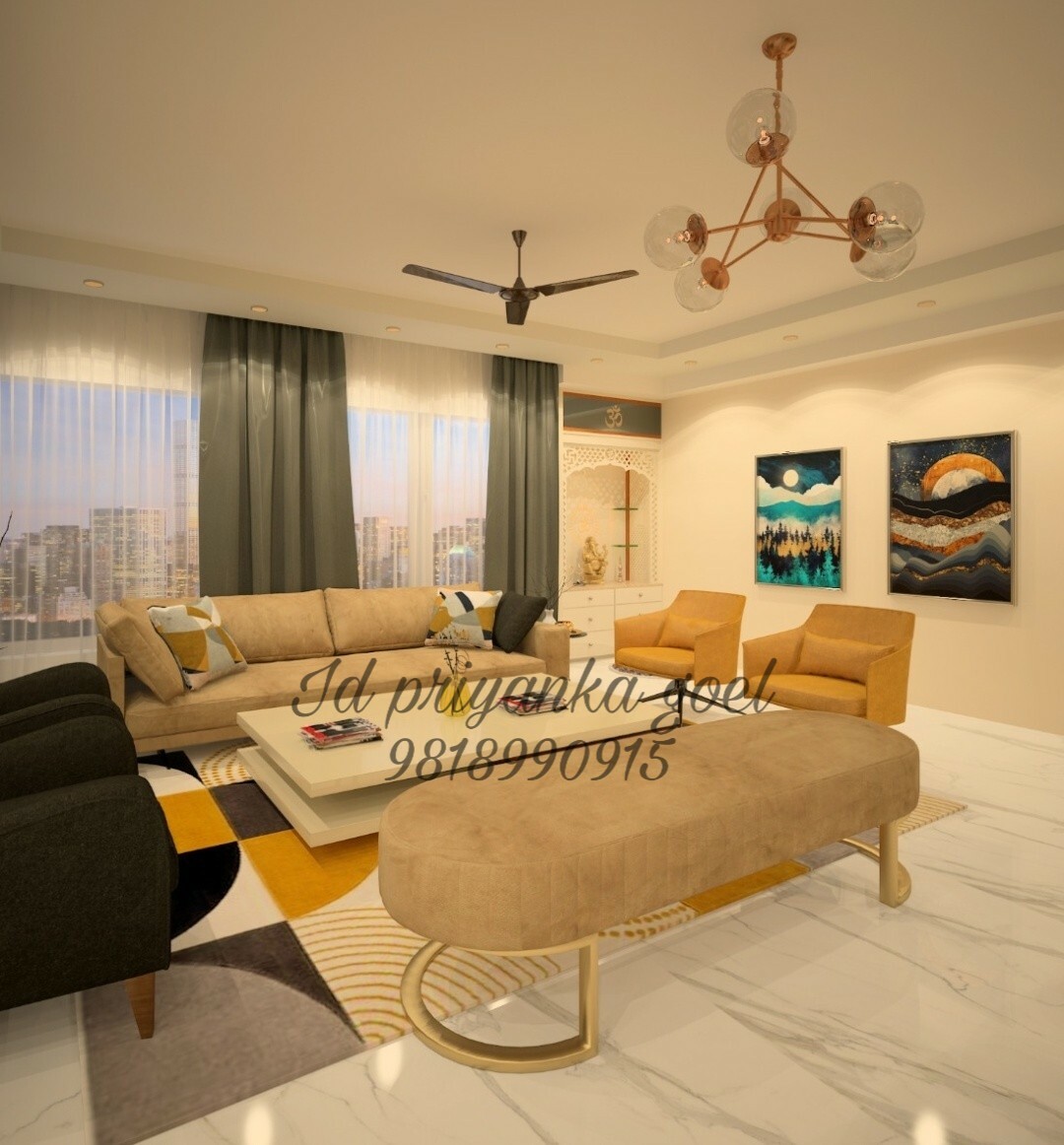 Id Priyanka Goel Living Dinning And Mandir Area Diy organization ideas for small spaces. id priyanka goel