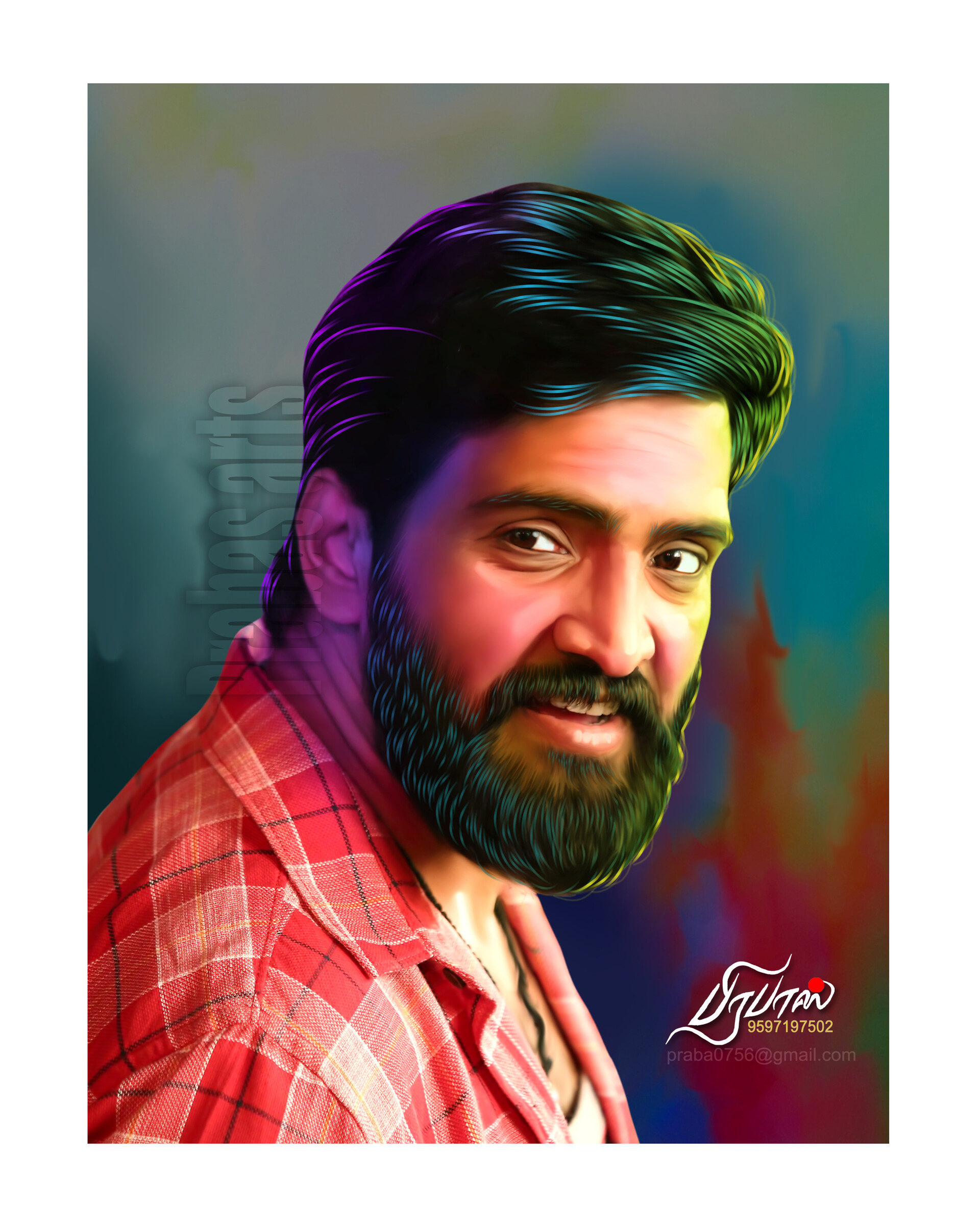 Prabas Arts Santhanam Digital Painting Prabas Villupuram