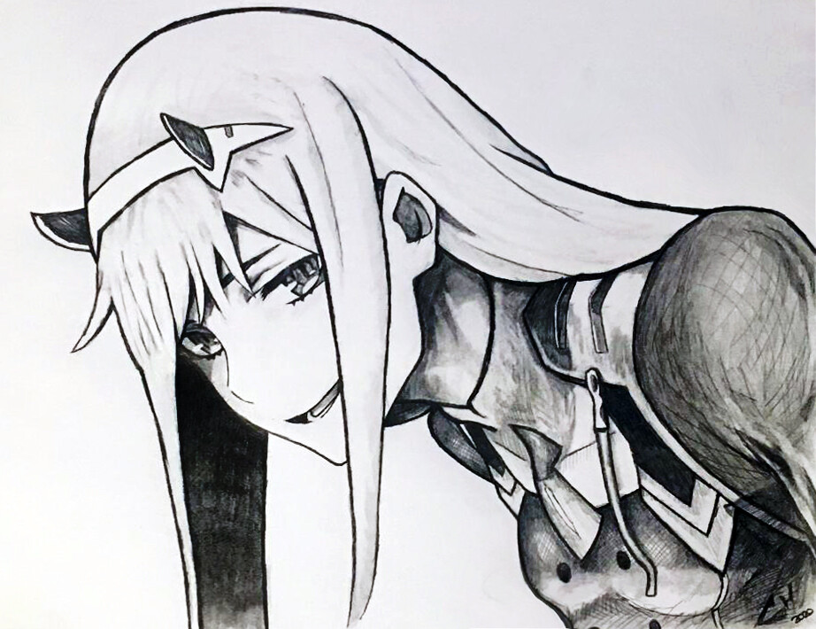 Zero two рисунок