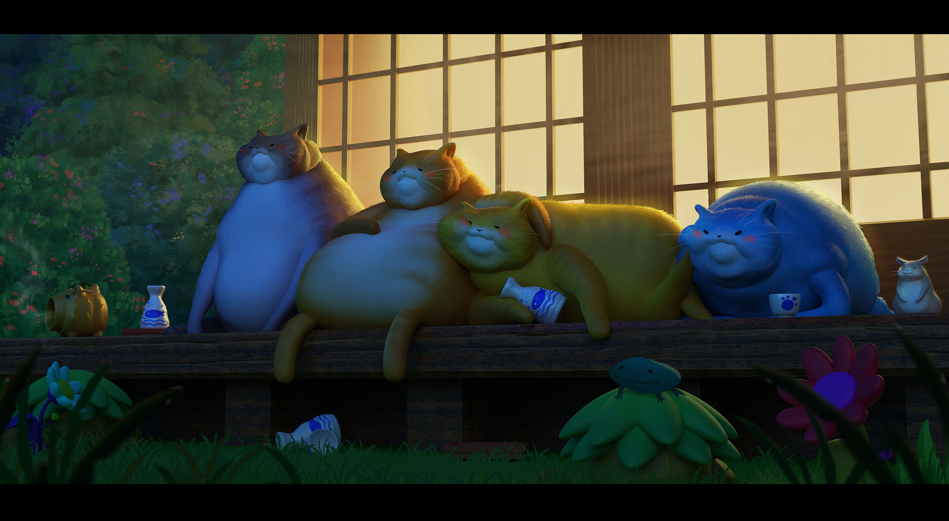 ArtStation - Cat with a hard life—生活不易猫猫叹气