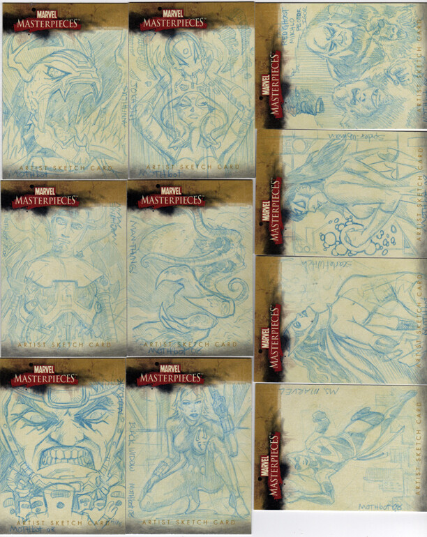Cards at the sketched stage.