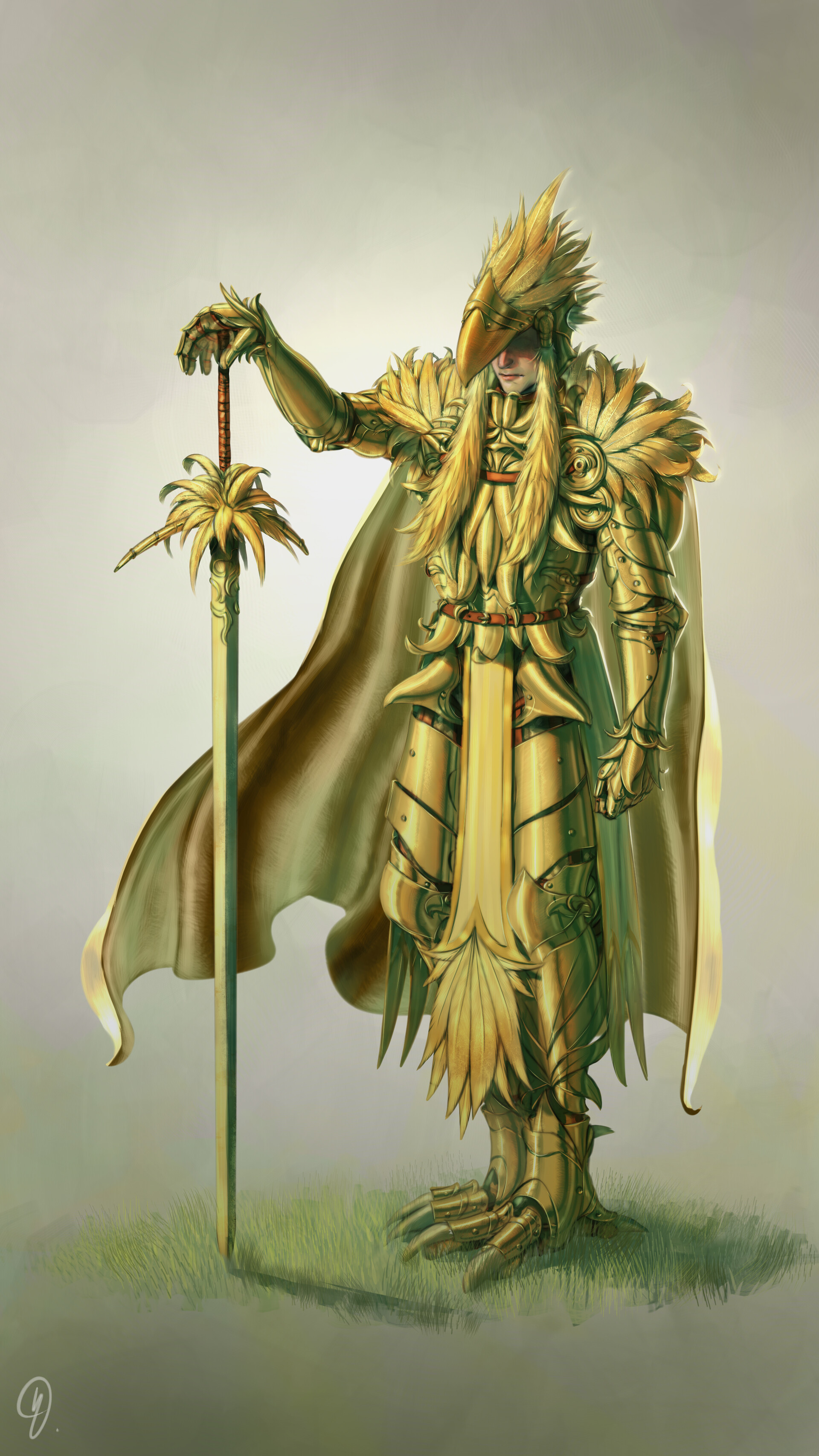 Nelson Navarro Art - Gold Chocobo Knight