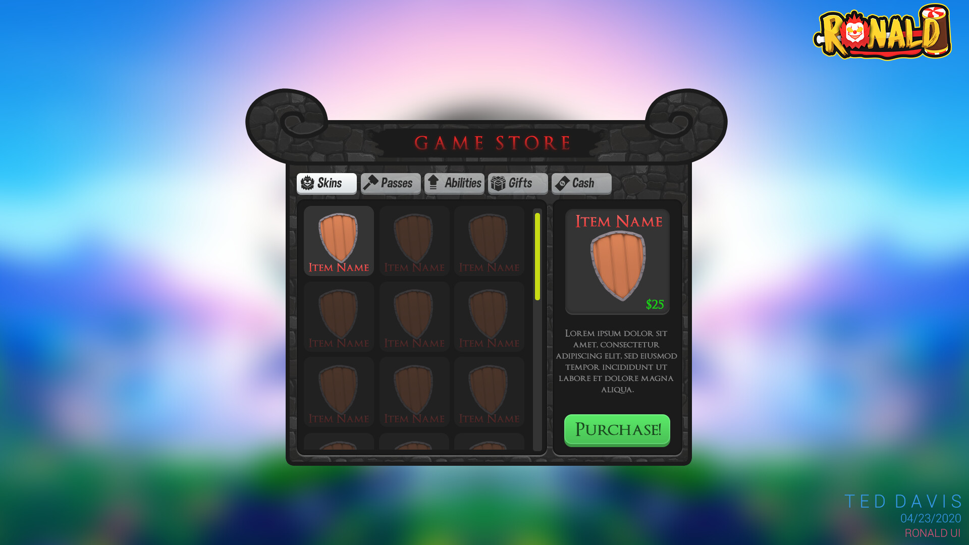 Artstation Ronald Roblox Game Ui Ted Davis